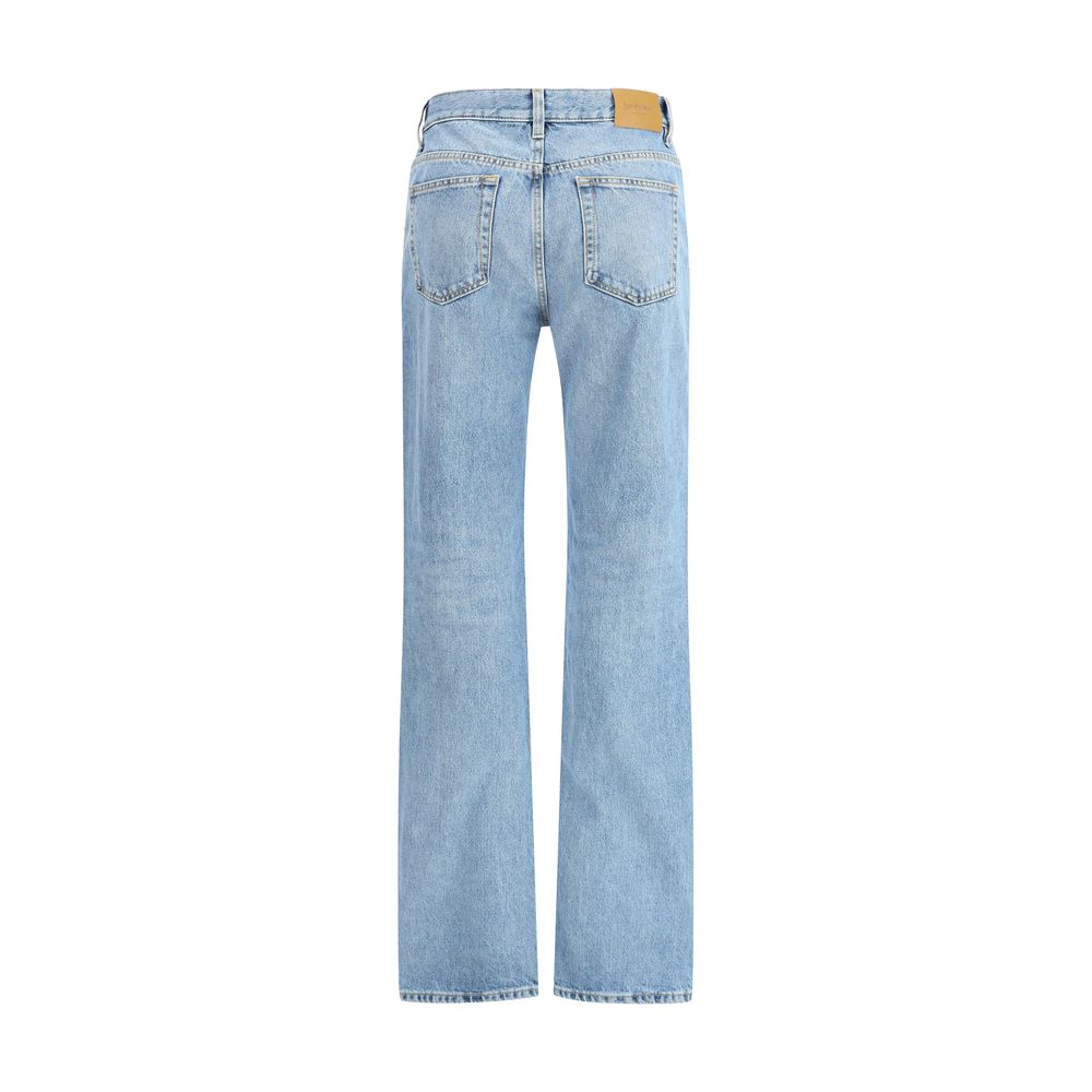 Saint Laurent Light Blue Cotton Straight-Leg Jeans | Regal Royce