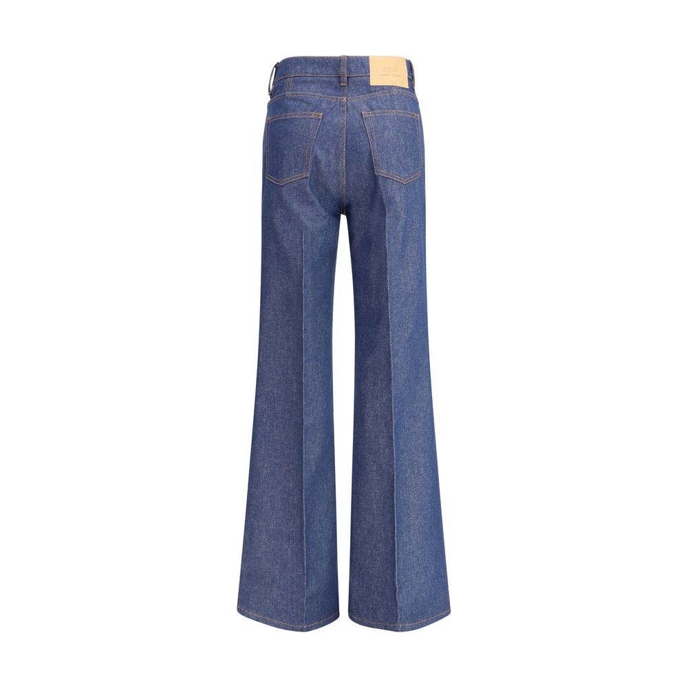 Ami Paris Blue Cotton Flared Jeans | Regal Royce