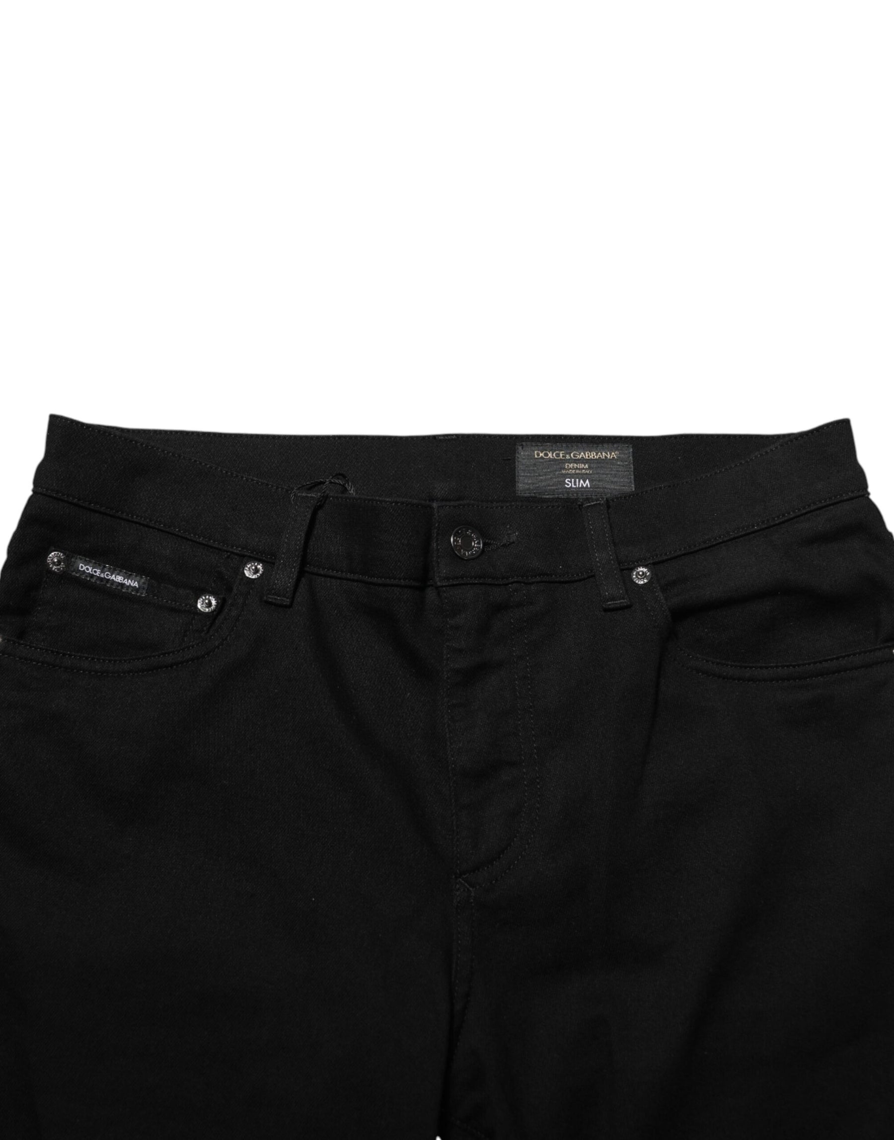 Dolce & Gabbana Black Cotton Stretch Slim Fit Men Denim Jeans | Regal Royce