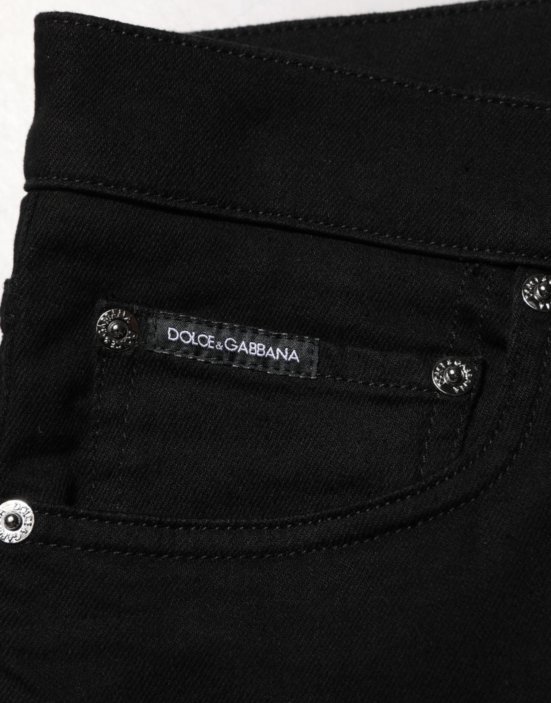 Dolce & Gabbana Black Cotton Stretch Slim Fit Men Denim Jeans | Regal Royce