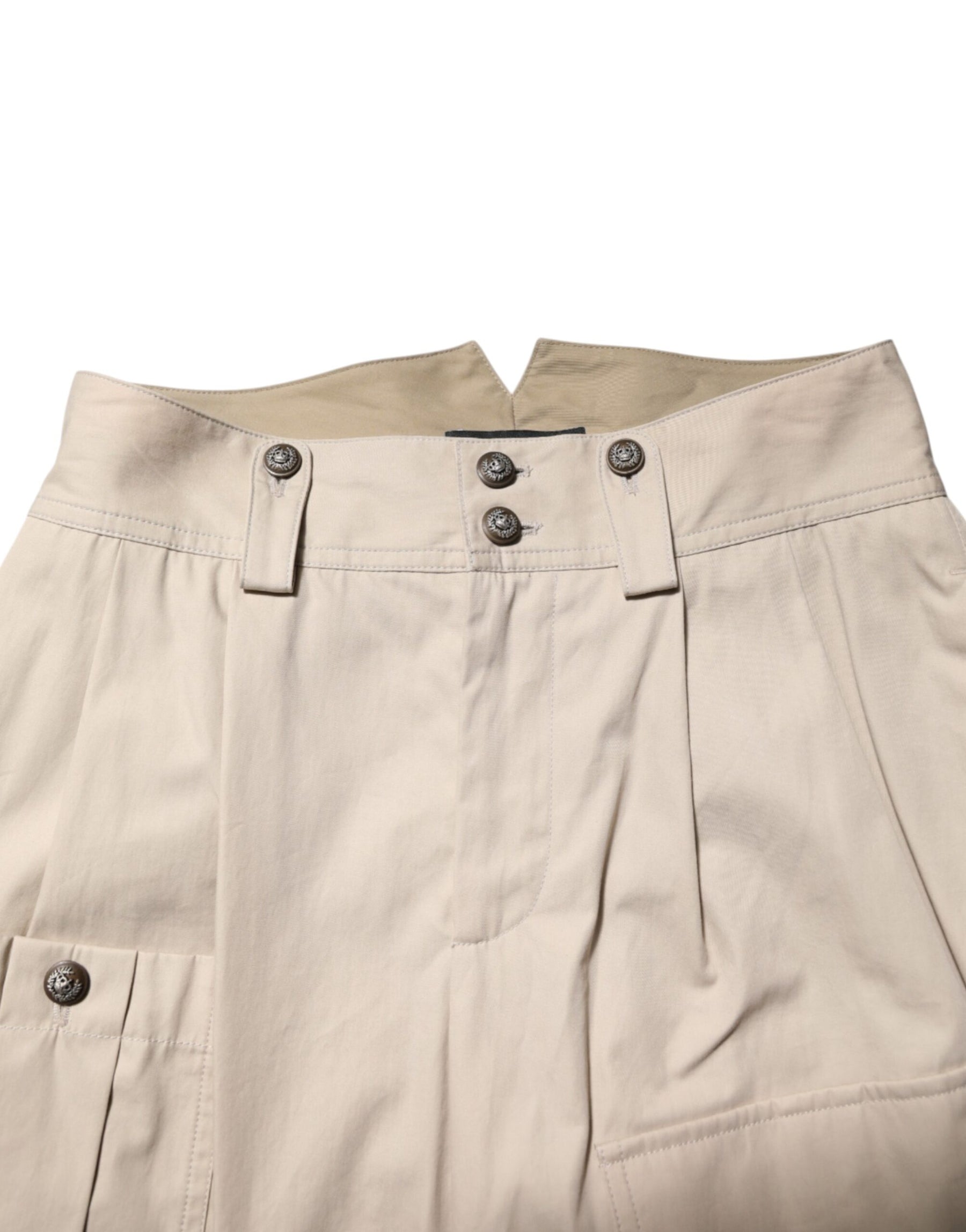 Dolce & Gabbana Beige Cotton Tapered Cargo Men Trouser Pants | Regal Royce