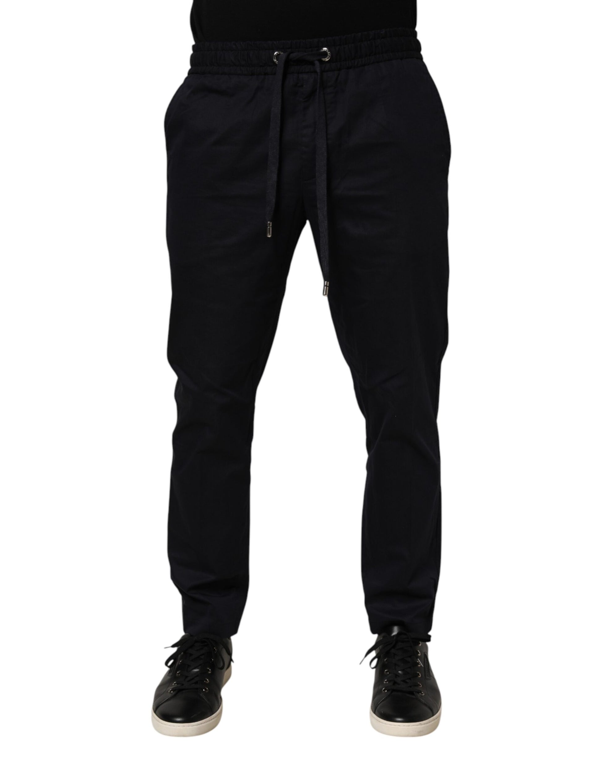 Dolce & Gabbana Black Mid Waist Drawstring Men Jogger Pants