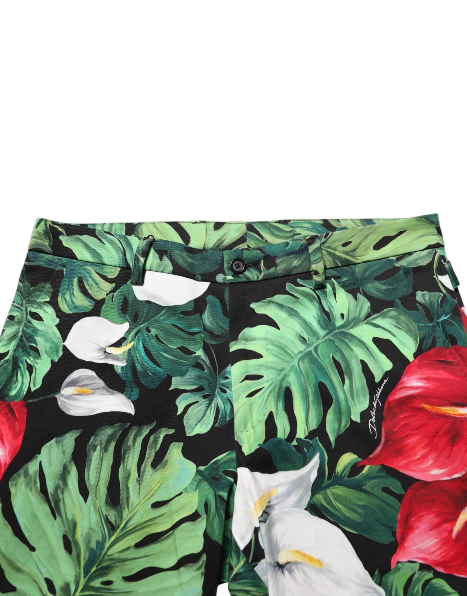 Dolce & Gabbana Multicolor Floral Print Cotton Tapered Pants | Regal Royce