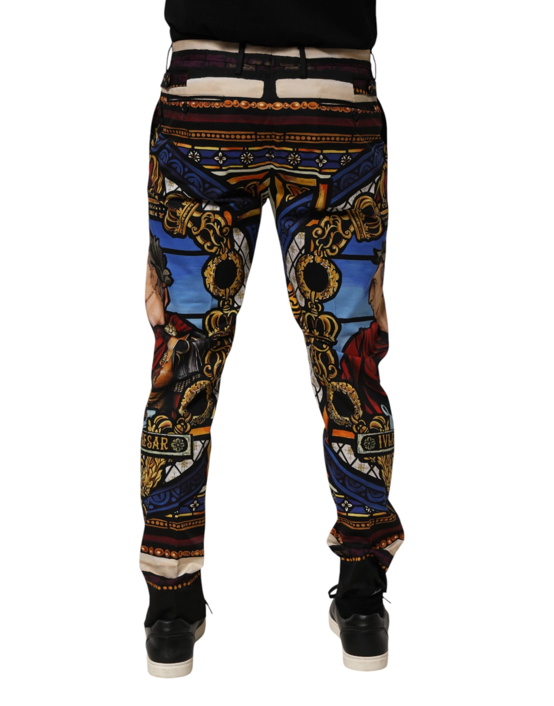 Dolce & Gabbana Multicolor Julias Ceasar Print Tapered Pants | Regal Royce