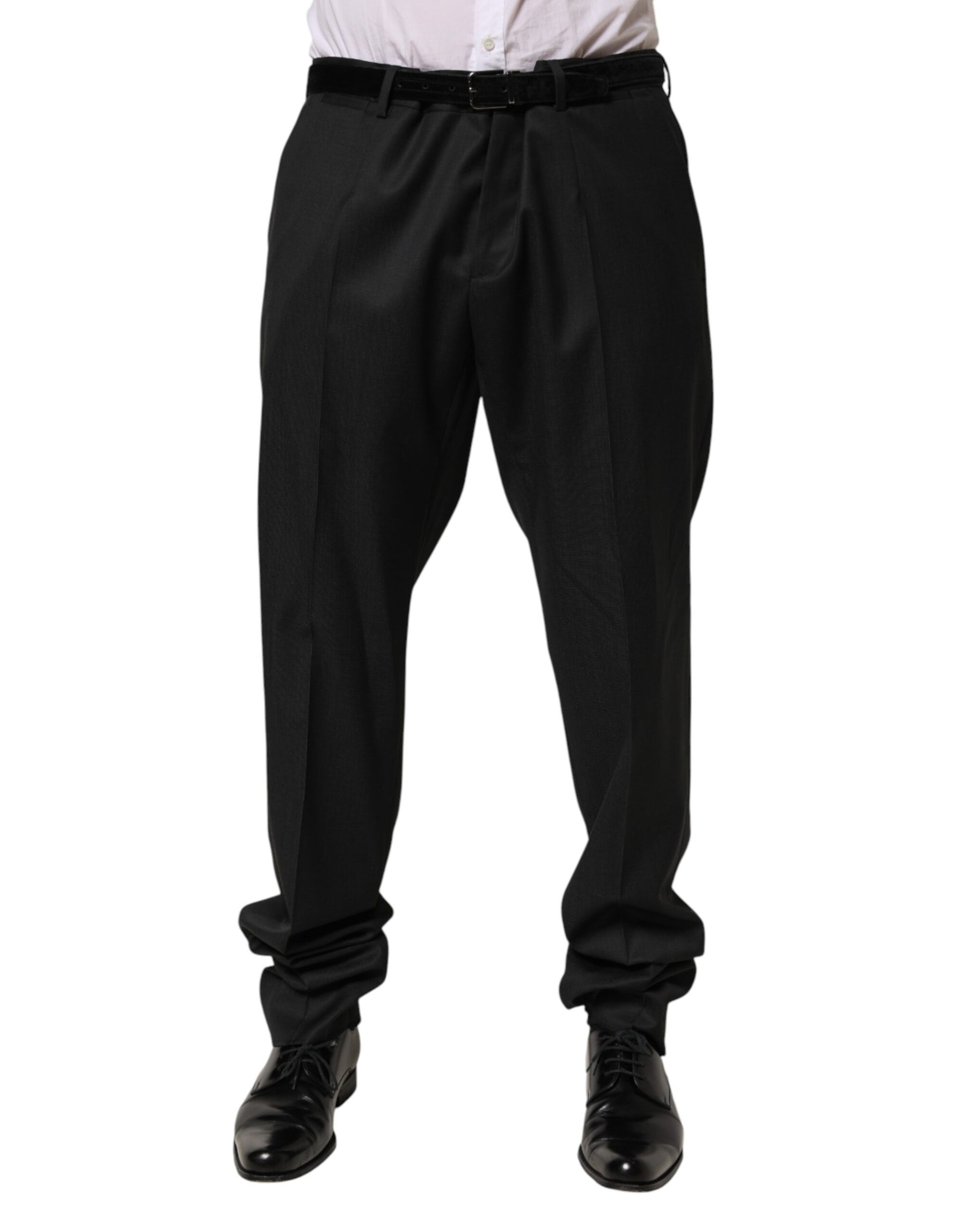 Dolce & Gabbana Black Wool Formal Dress Men Trouser Pants | Regal Royce