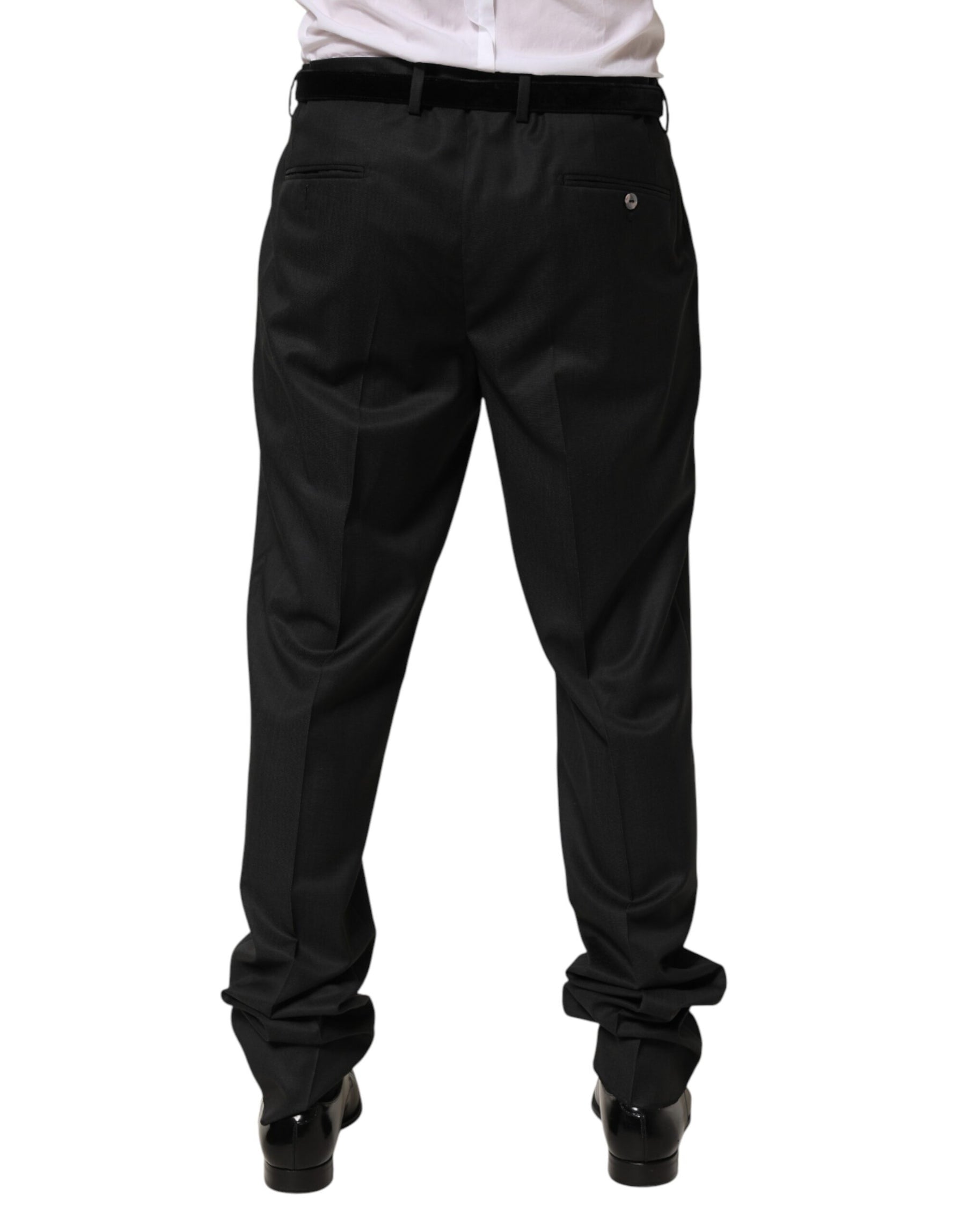 Dolce & Gabbana Black Wool Formal Dress Men Trouser Pants | Regal Royce