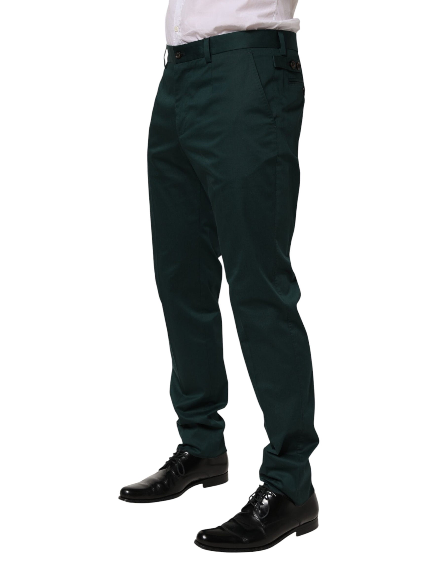 Dolce & Gabbana Green Cotton Formal Dress Men Trouser Pants | Regal Royce