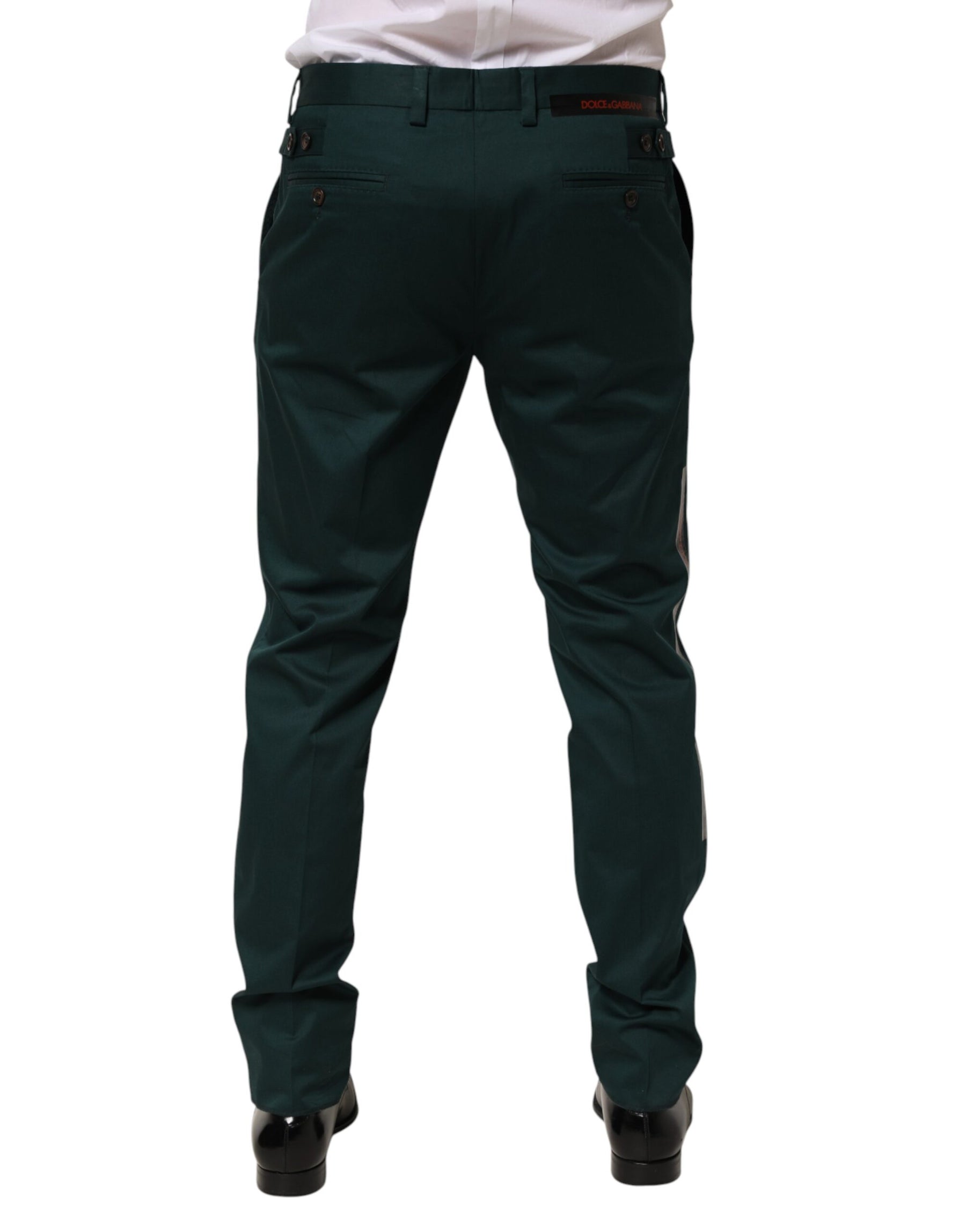 Dolce & Gabbana Green Cotton Formal Dress Men Trouser Pants | Regal Royce