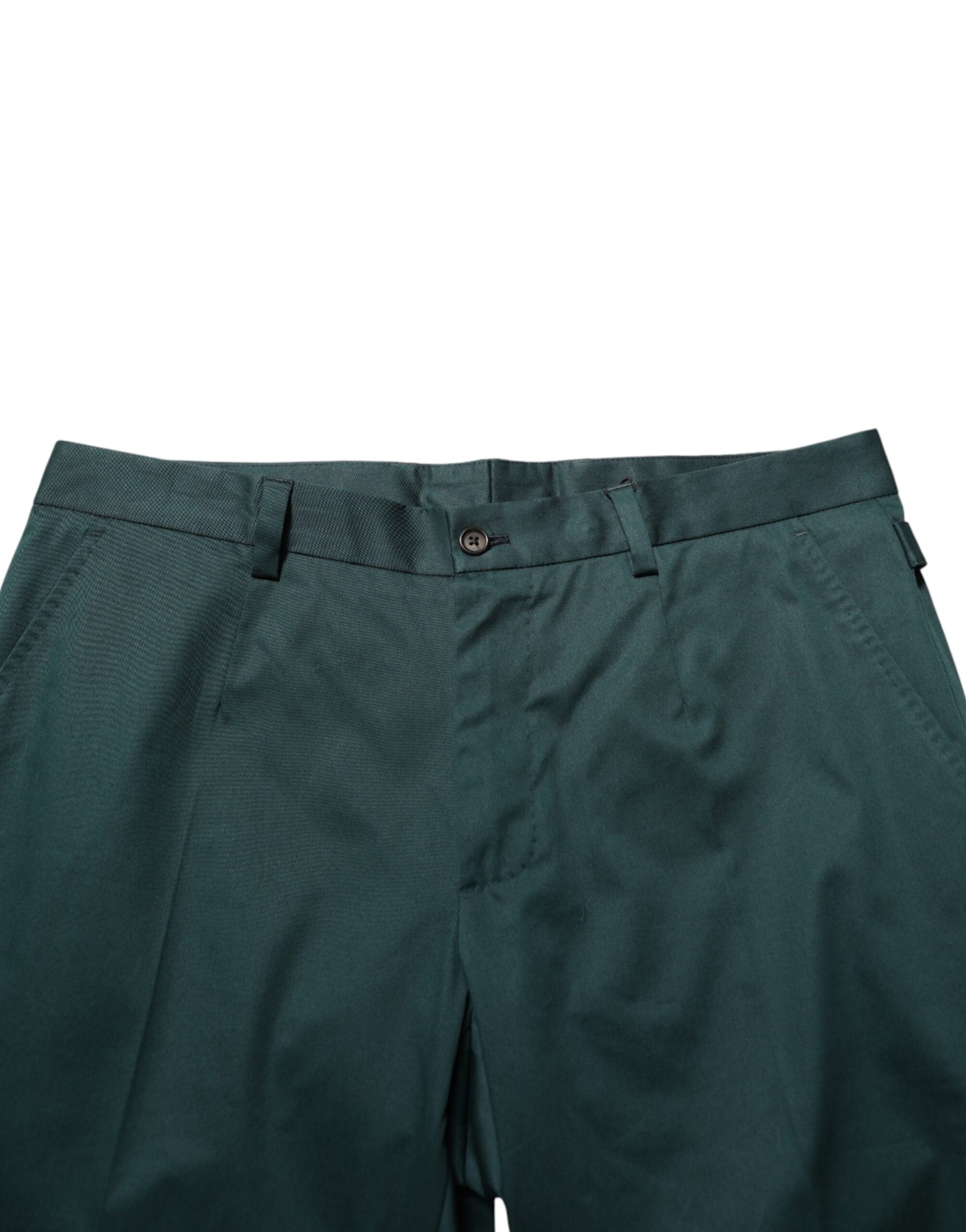 Dolce & Gabbana Green Cotton Formal Dress Men Trouser Pants | Regal Royce