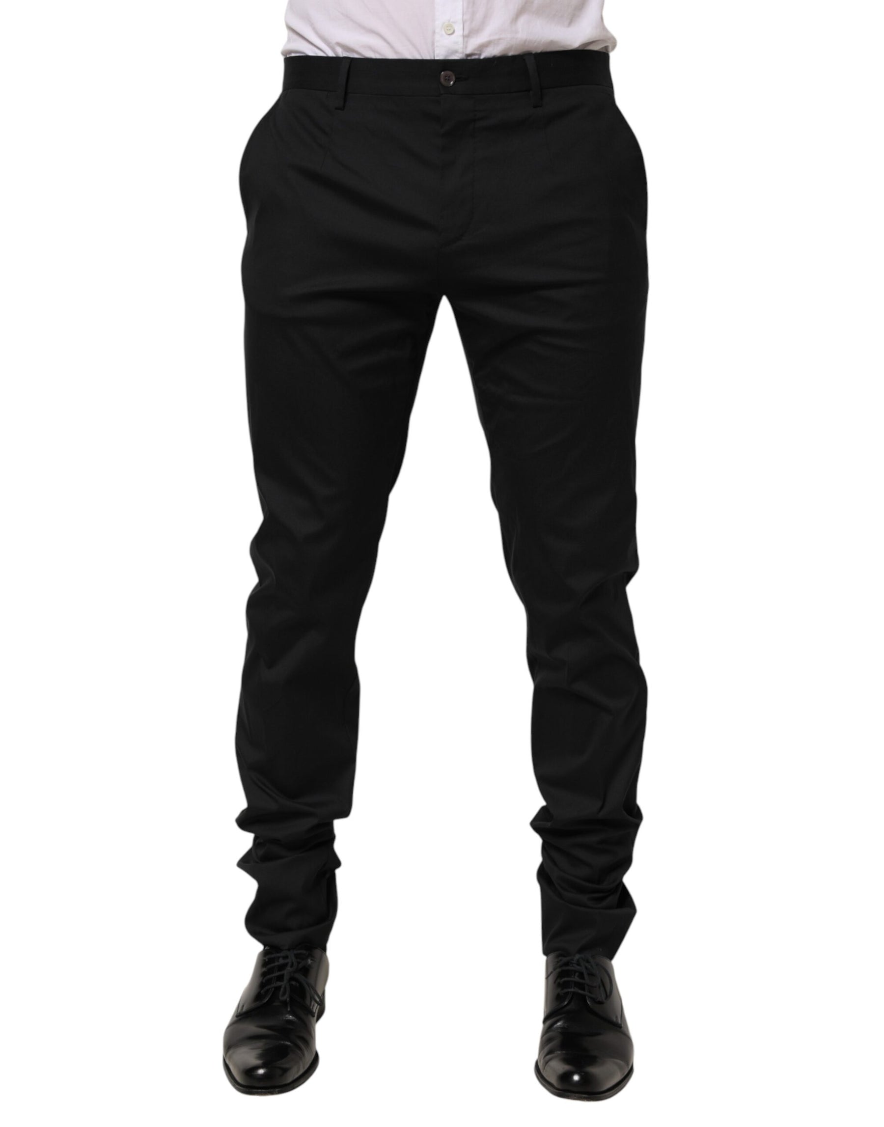 Dolce & Gabbana Black Cotton Formal Dress Men Trouser Pants | Regal Royce