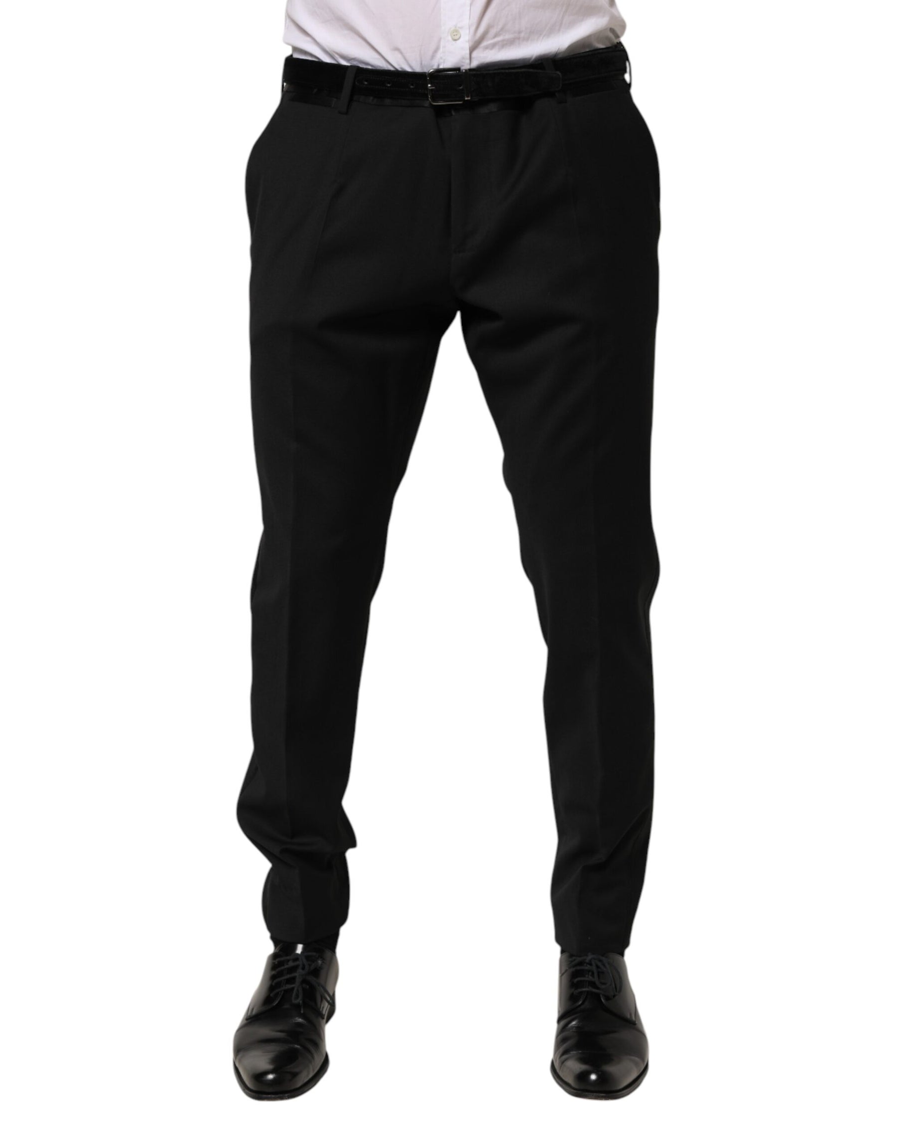 Dolce & Gabbana Black Wool Formal Dress Men Trouser Pants | Regal Royce