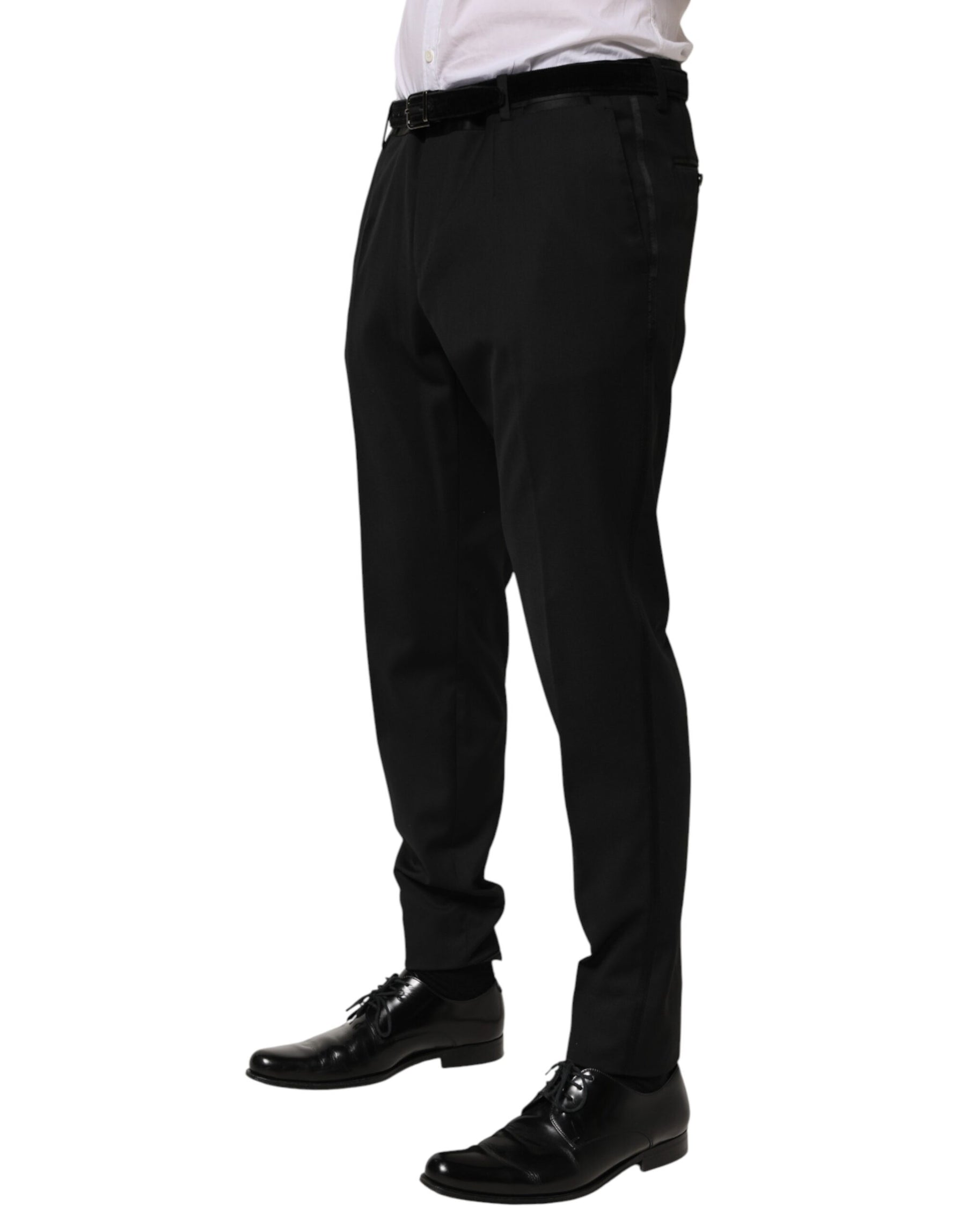 Dolce & Gabbana Black Wool Formal Dress Men Trouser Pants | Regal Royce