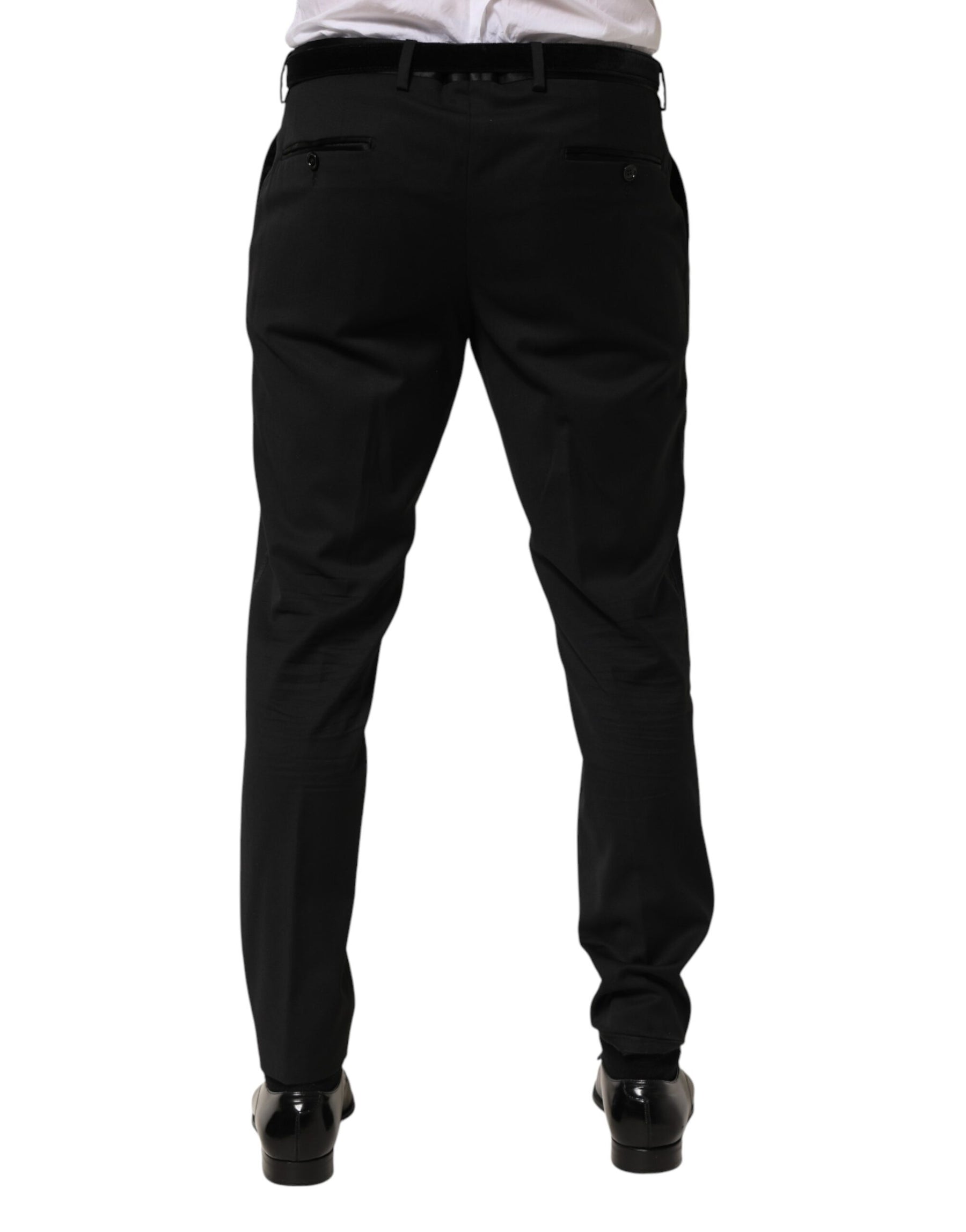 Dolce & Gabbana Black Wool Formal Dress Men Trouser Pants | Regal Royce