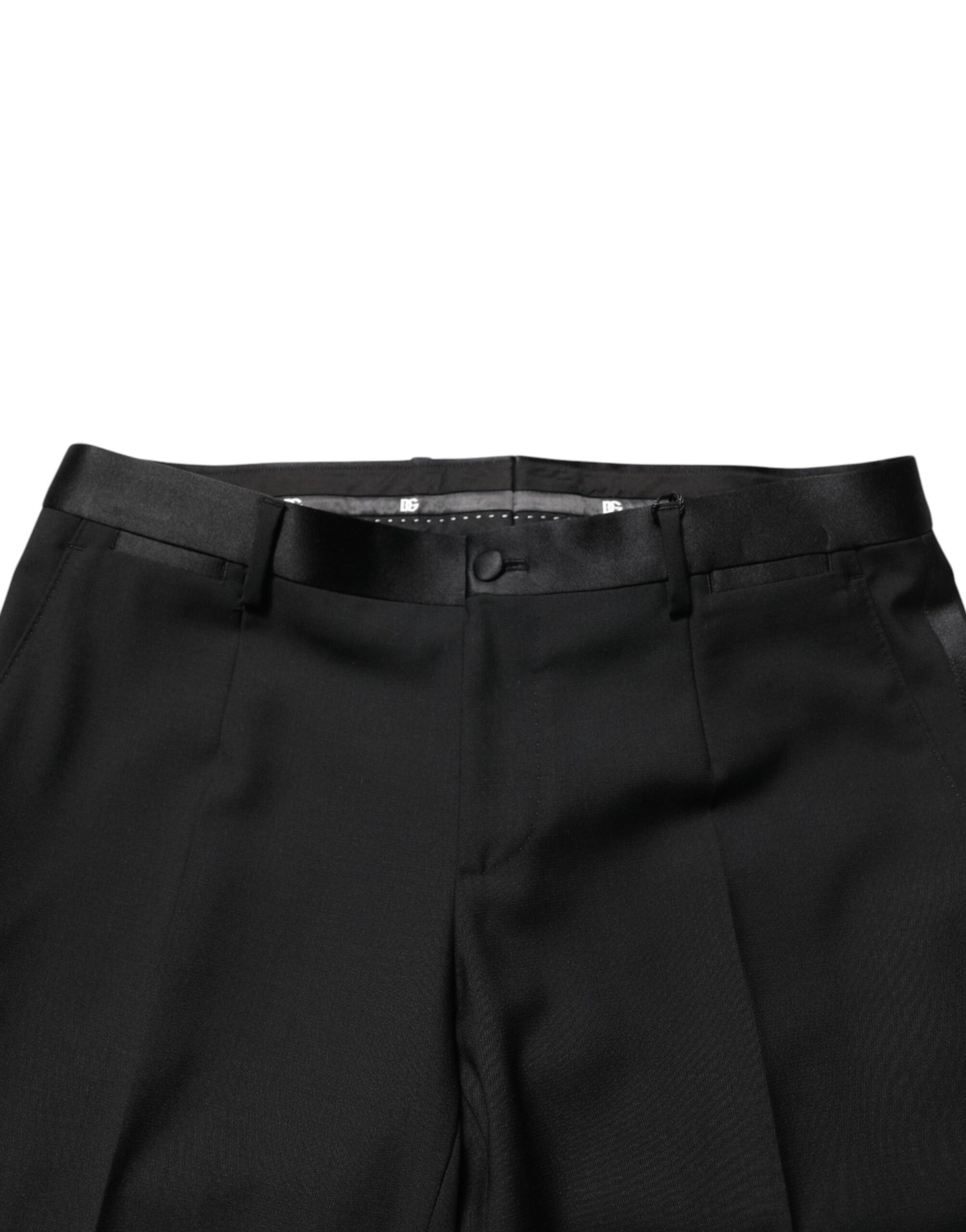 Dolce & Gabbana Black Wool Formal Dress Men Trouser Pants | Regal Royce