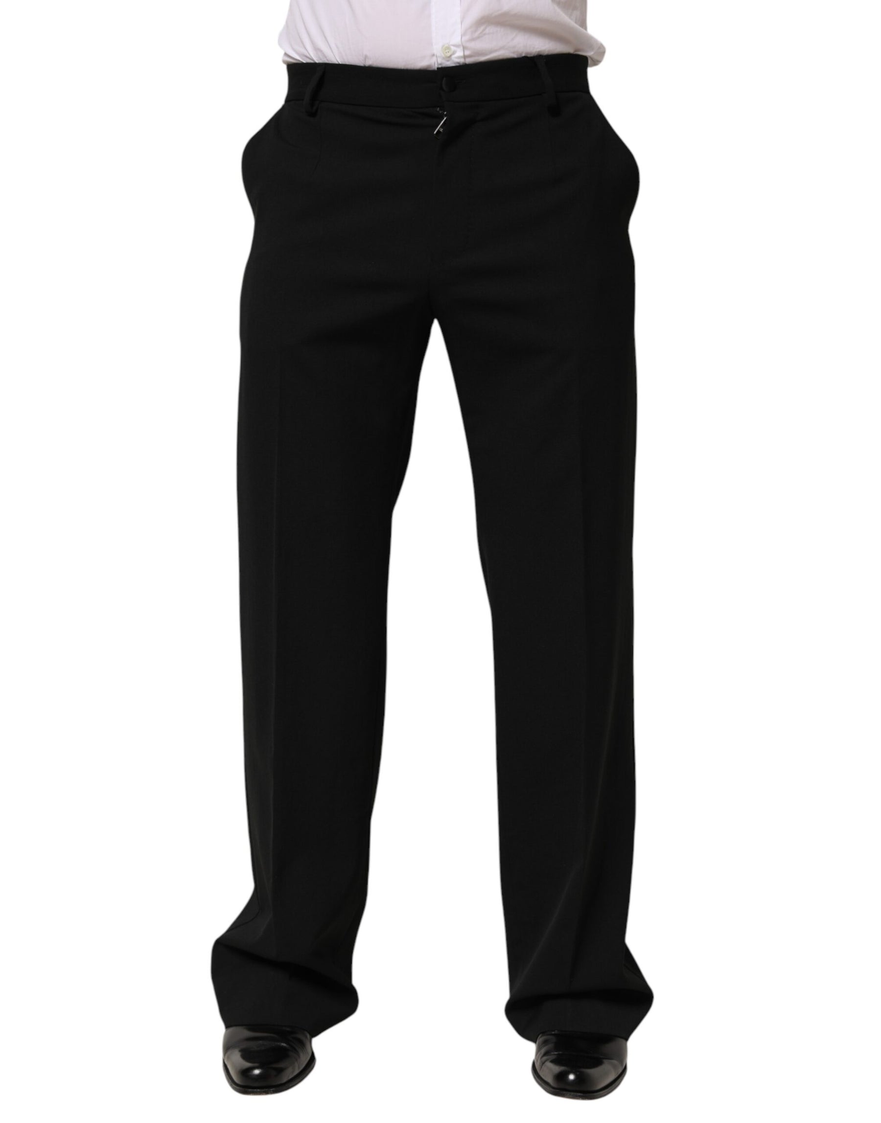 Dolce & Gabbana Black Wool Formal Dress Men Trouser Pants | Regal Royce