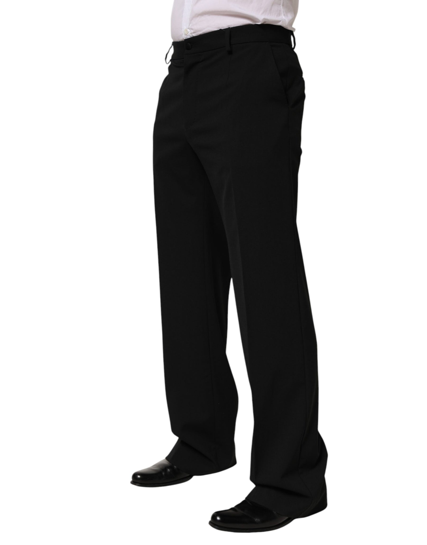 Dolce & Gabbana Black Wool Formal Dress Men Trouser Pants | Regal Royce