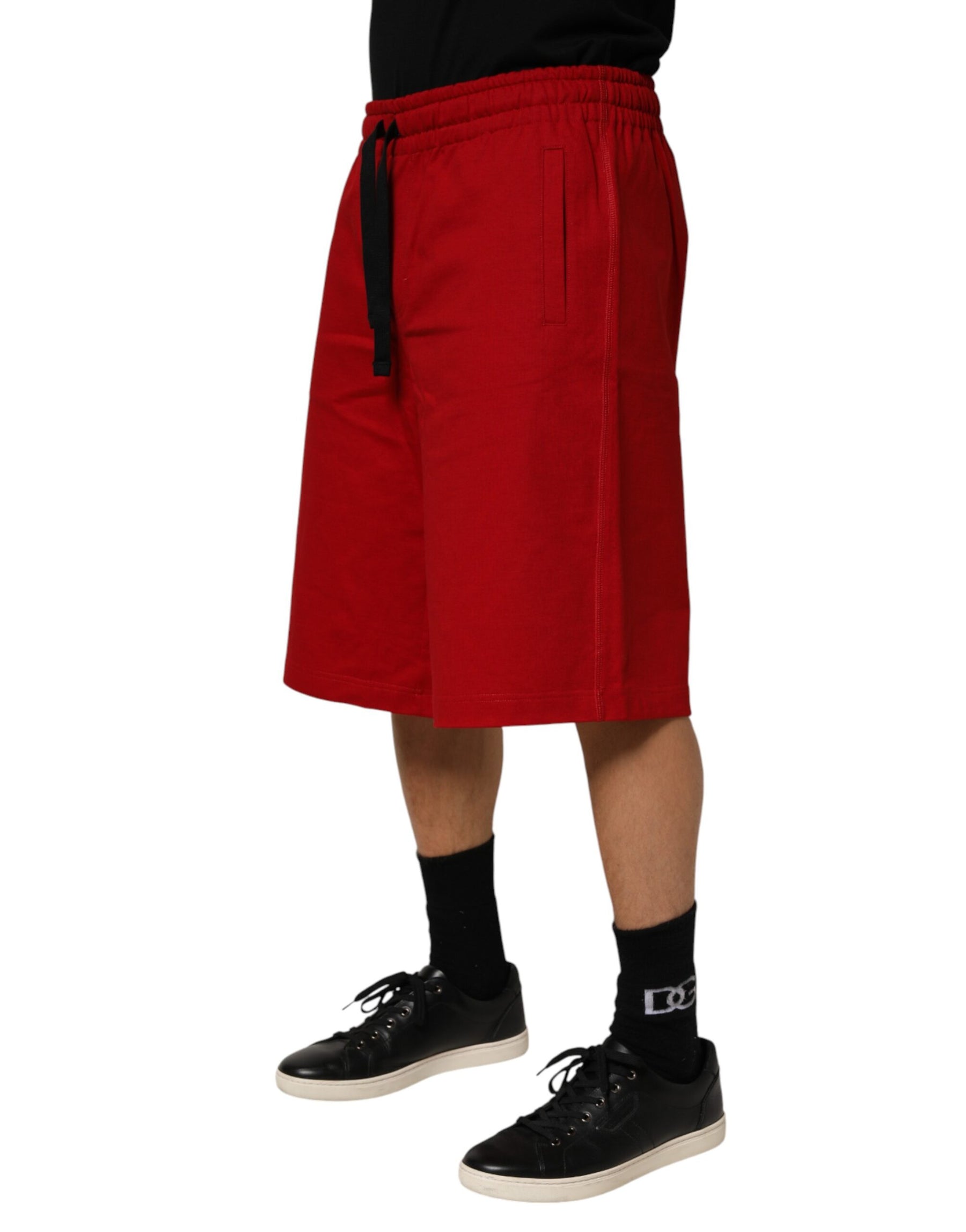 Dolce & Gabbana Red Cotton MidWaist Drawstring Bermuda Pants | Regal Royce