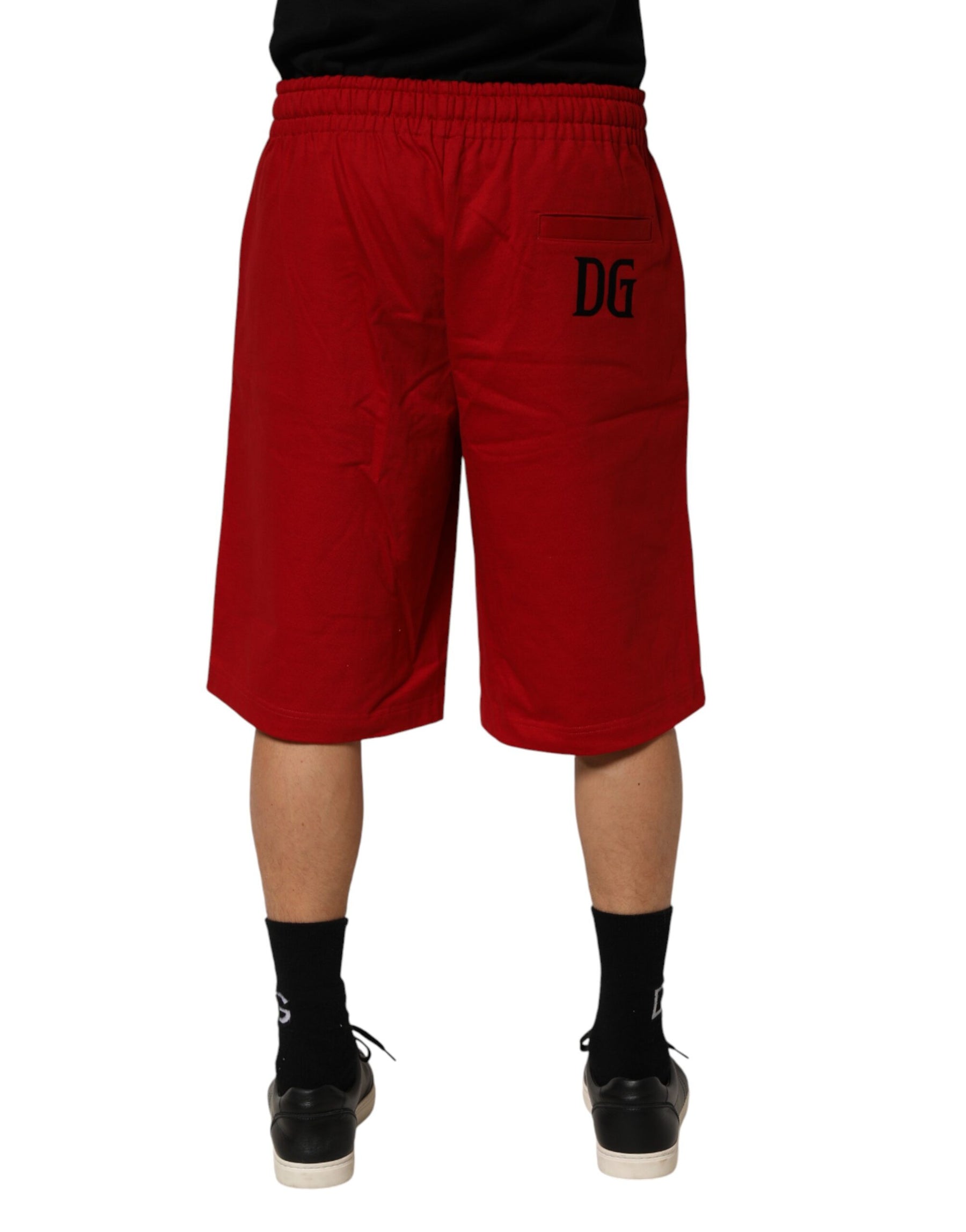Dolce & Gabbana Red Cotton MidWaist Drawstring Bermuda Pants | Regal Royce