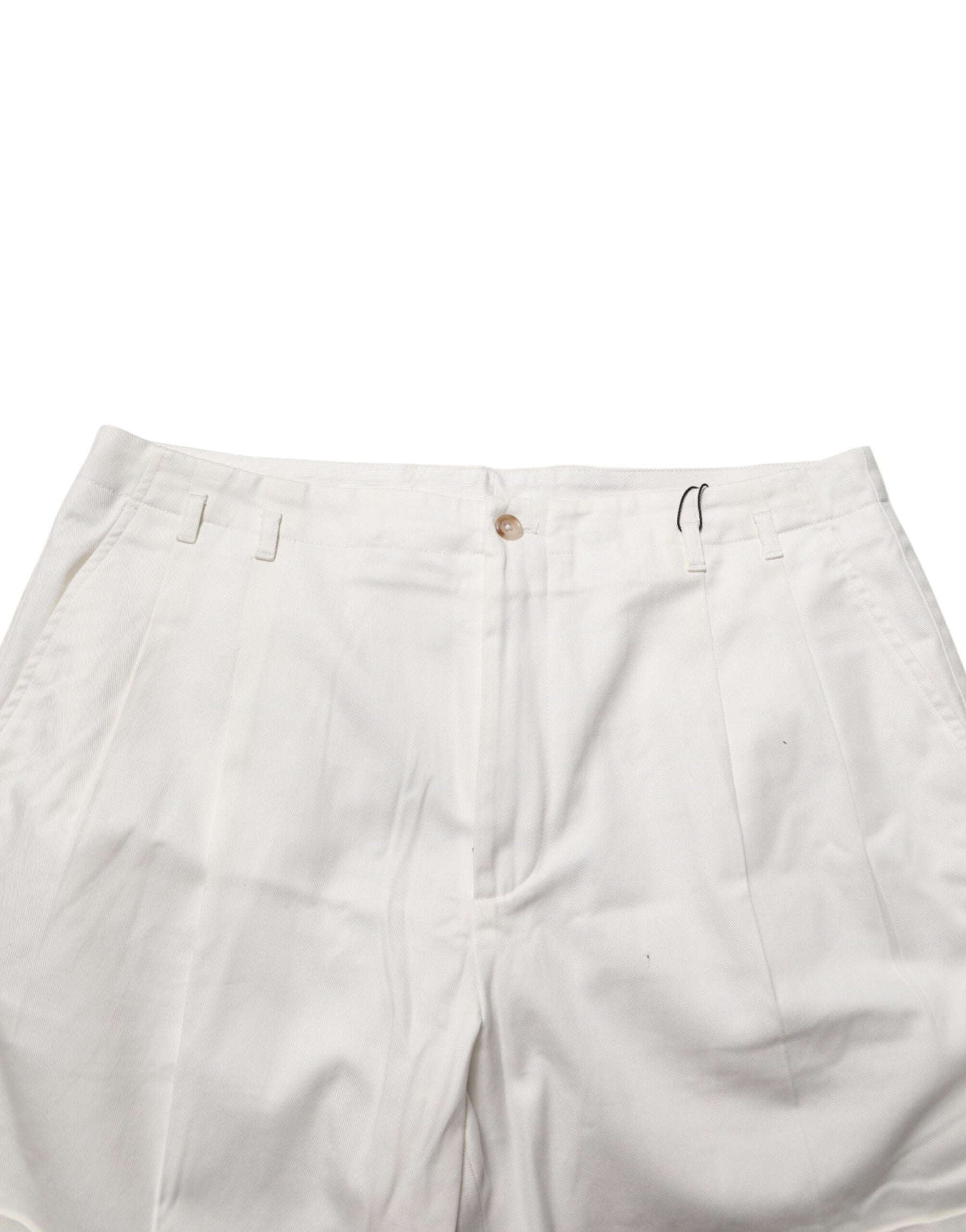 Dolce & Gabbana White Cotton Mid Waist Men Bermuda Shorts | Regal Royce