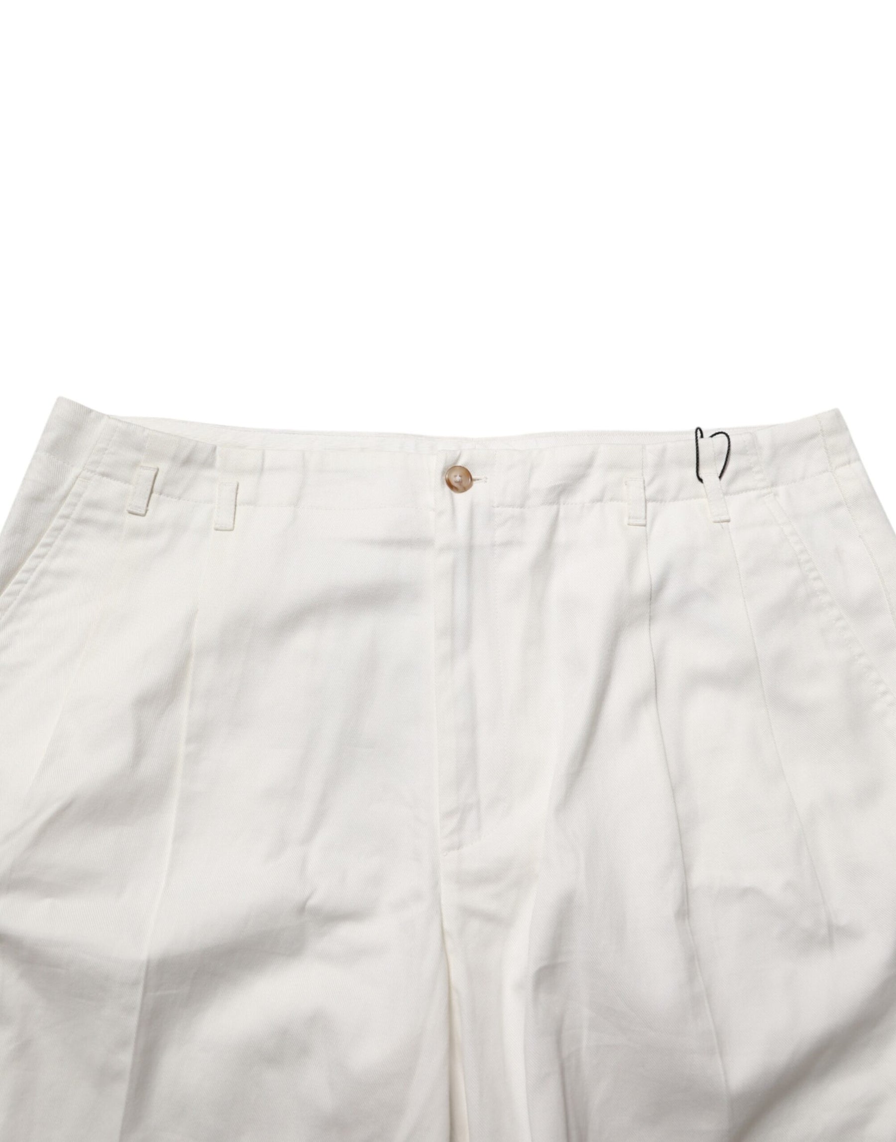 Dolce & Gabbana White Cotton Mid Waist Men Bermuda Shorts | Regal Royce