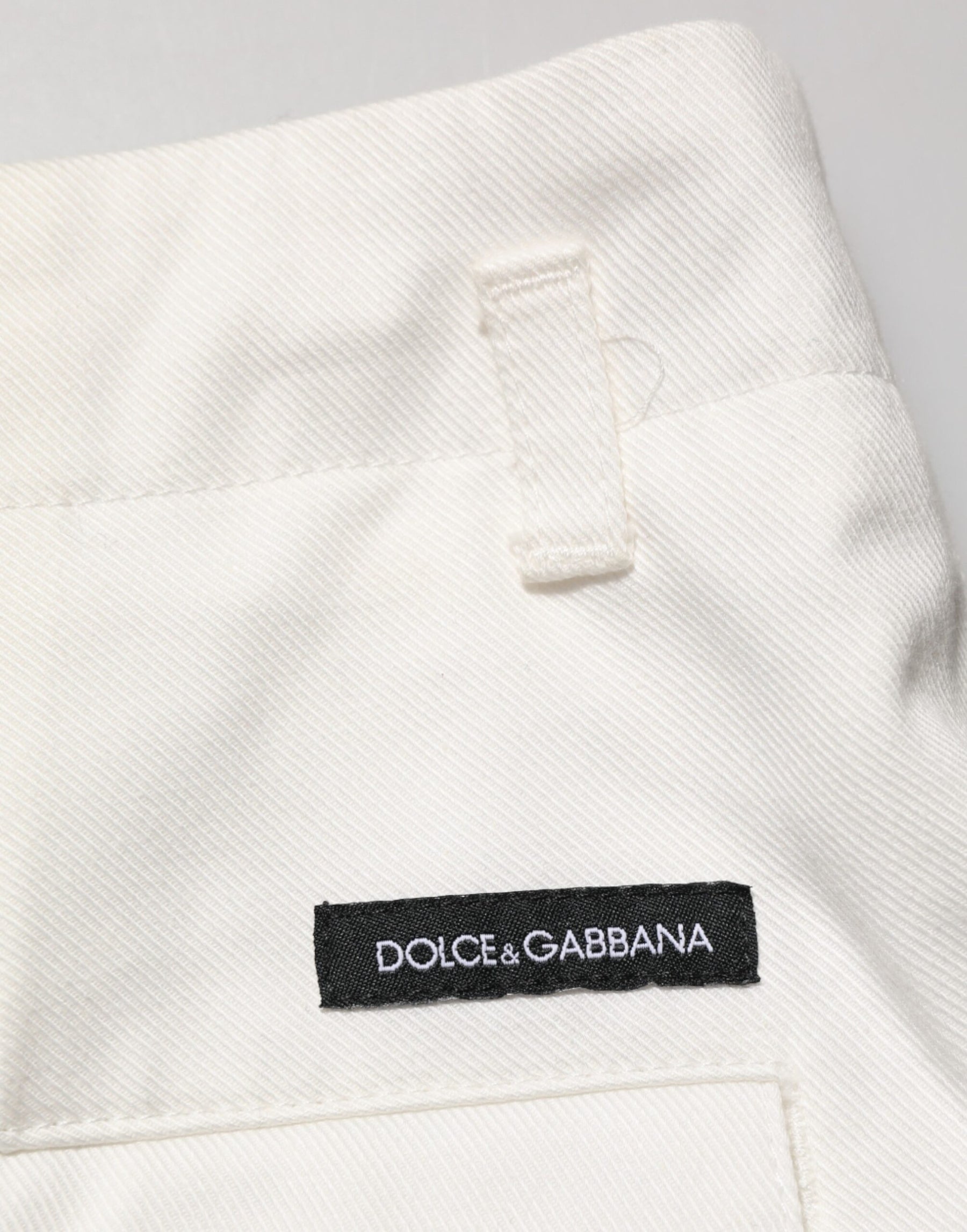 Dolce & Gabbana White Cotton Mid Waist Men Bermuda Shorts | Regal Royce
