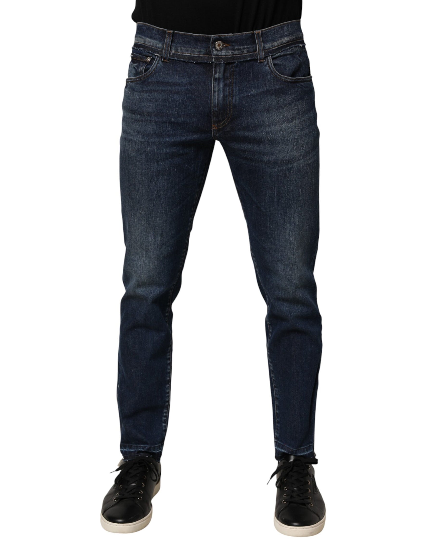 Dolce & Gabbana Blue Cotton Stretch Skinny Men Denim Jeans | Regal Royce