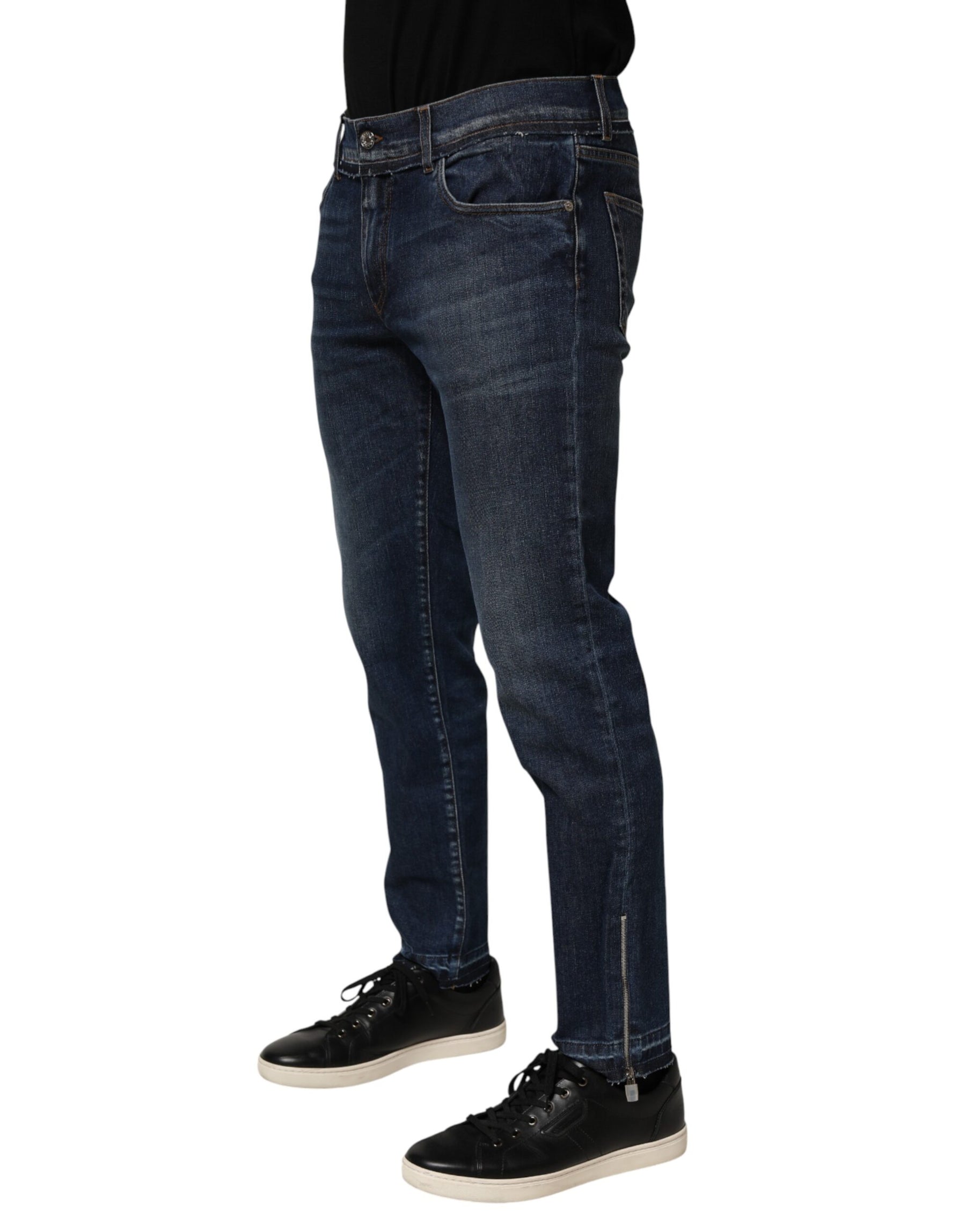 Dolce & Gabbana Blue Cotton Stretch Skinny Men Denim Jeans | Regal Royce