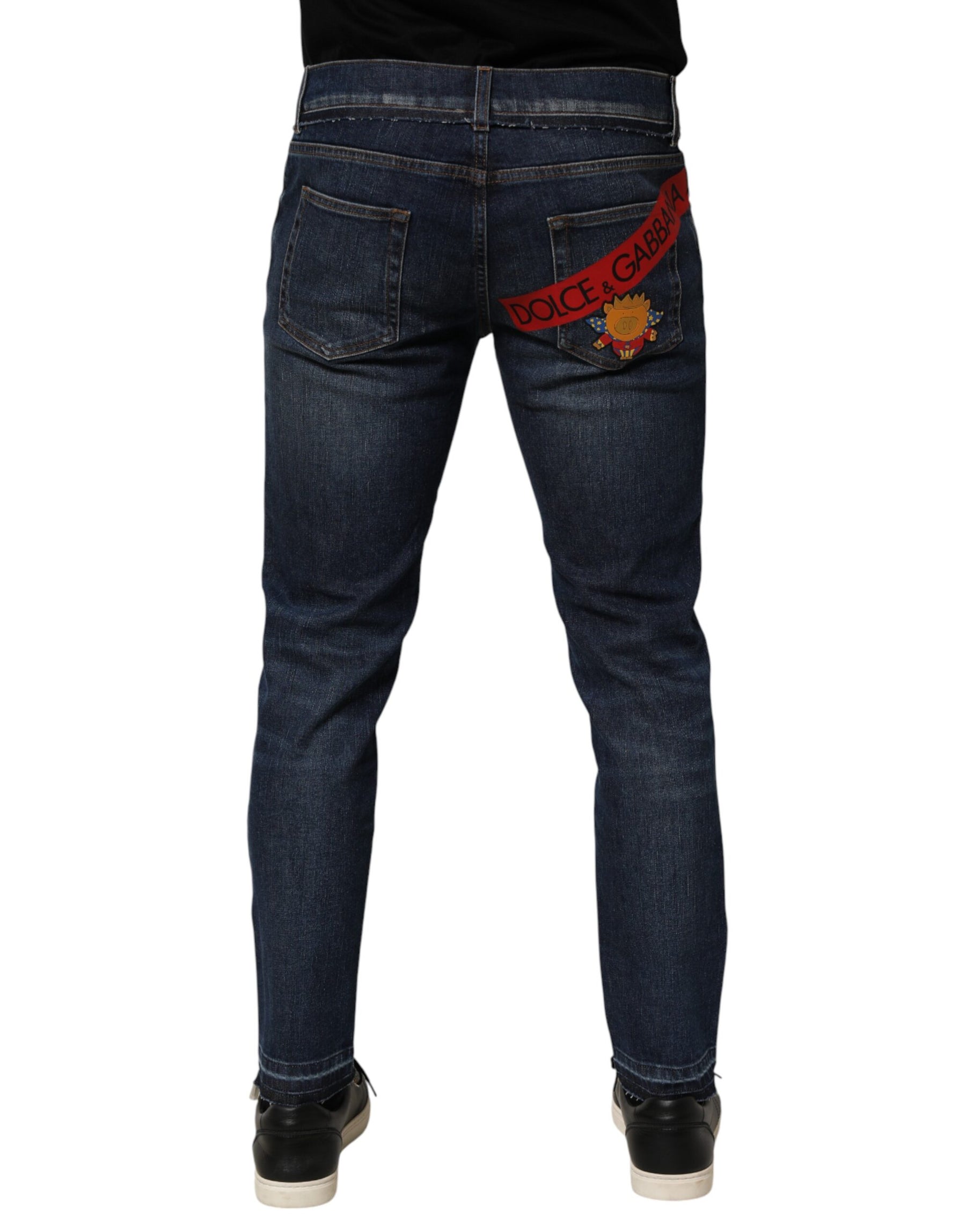 Dolce & Gabbana Blue Cotton Stretch Skinny Men Denim Jeans | Regal Royce