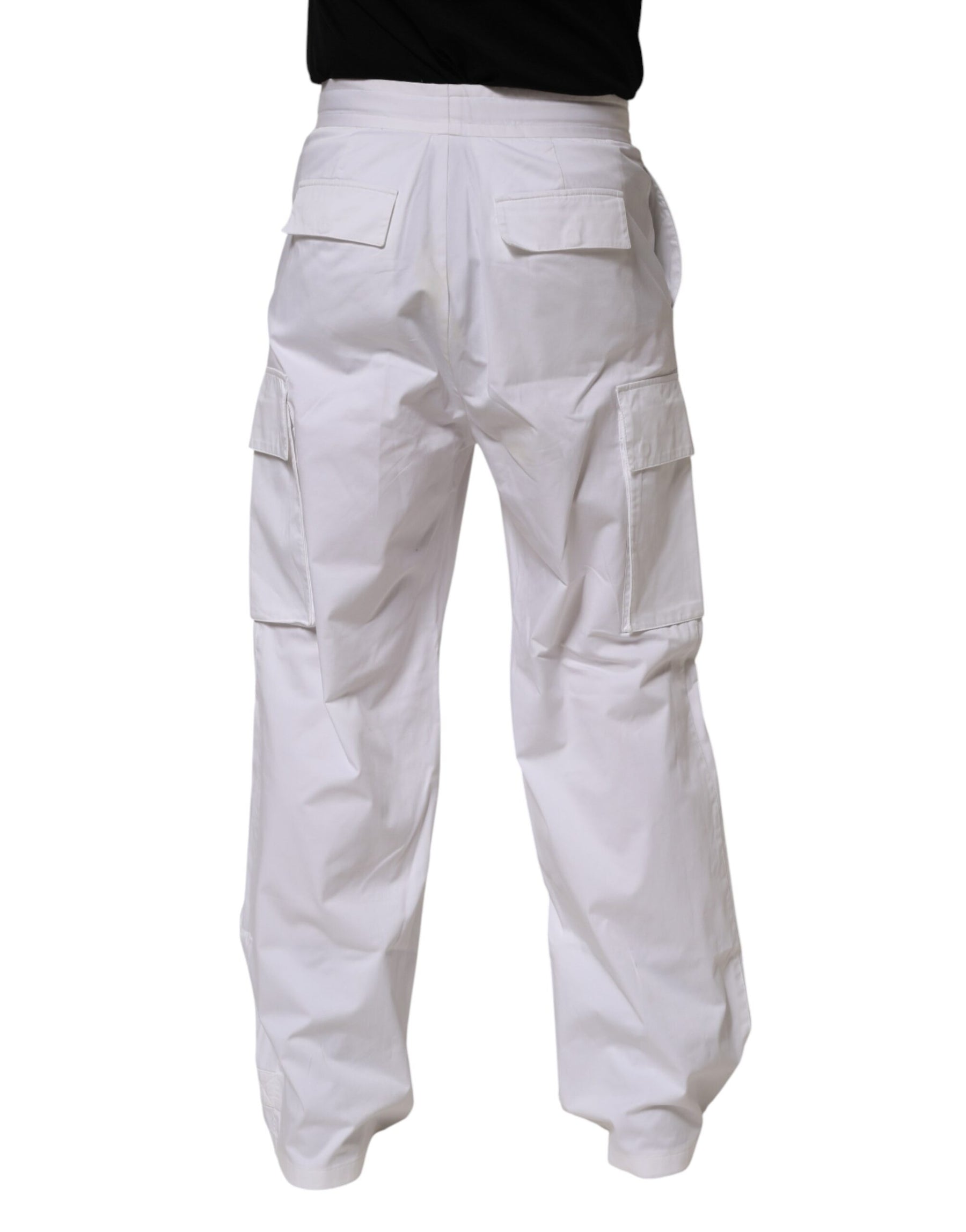 Dolce & Gabbana White Linen Straight Cargo Men Trouser Pants | Regal Royce