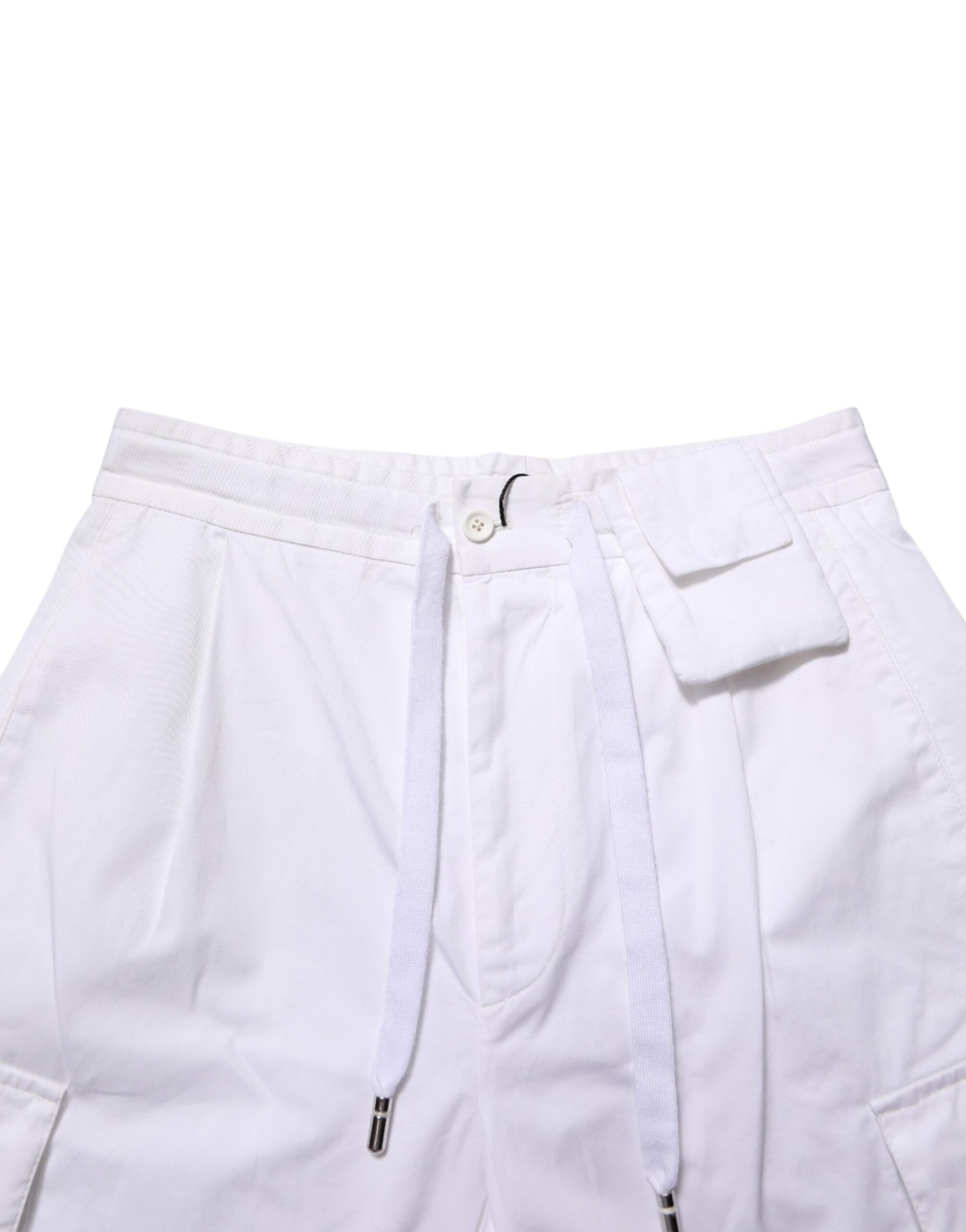 Dolce & Gabbana White Linen Straight Cargo Men Trouser Pants | Regal Royce