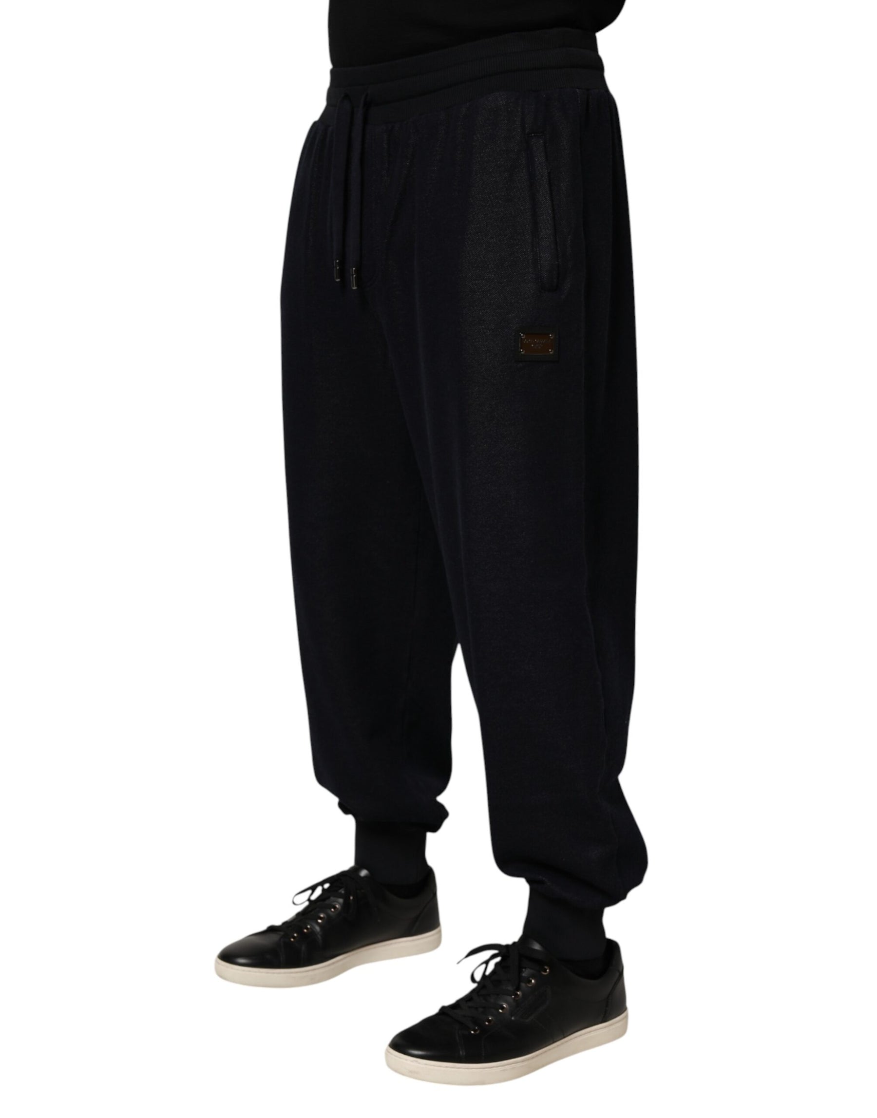 Dolce & Gabbana Black Cotton Blend Drawstring Jogger Jogger Pants | Regal Royce