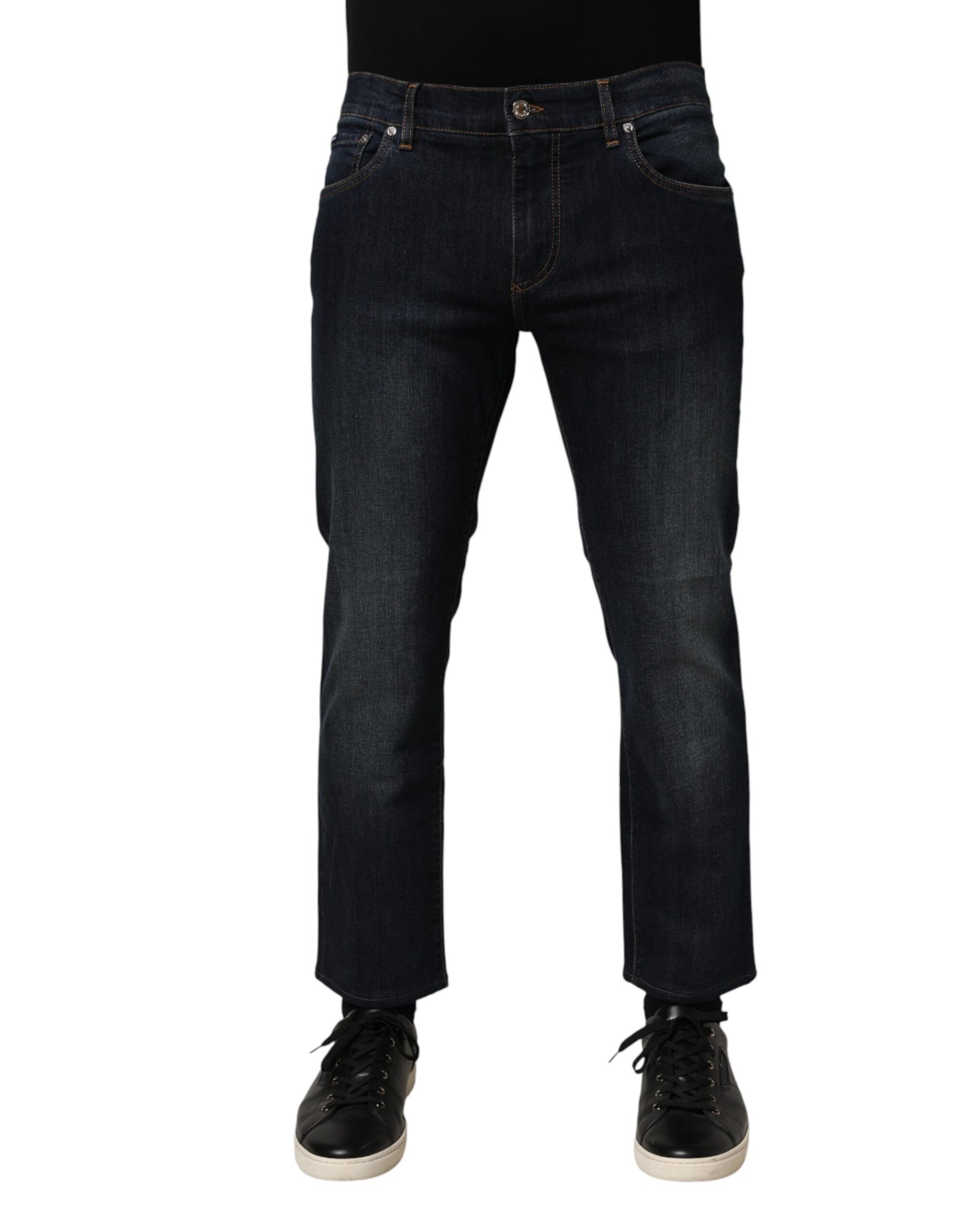 Dolce & Gabbana Dark Blue Cotton Skinny Men Denim Jeans | Regal Royce