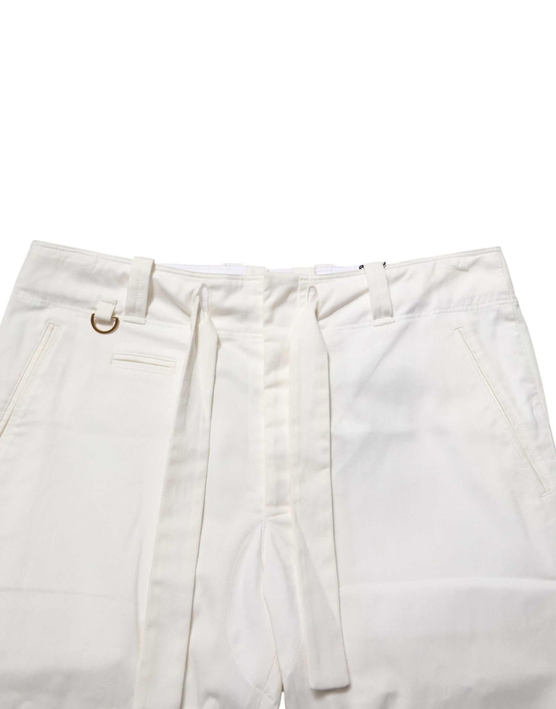Dolce & Gabbana White Cotton Stretch Cropped Trouser Pants | Regal Royce