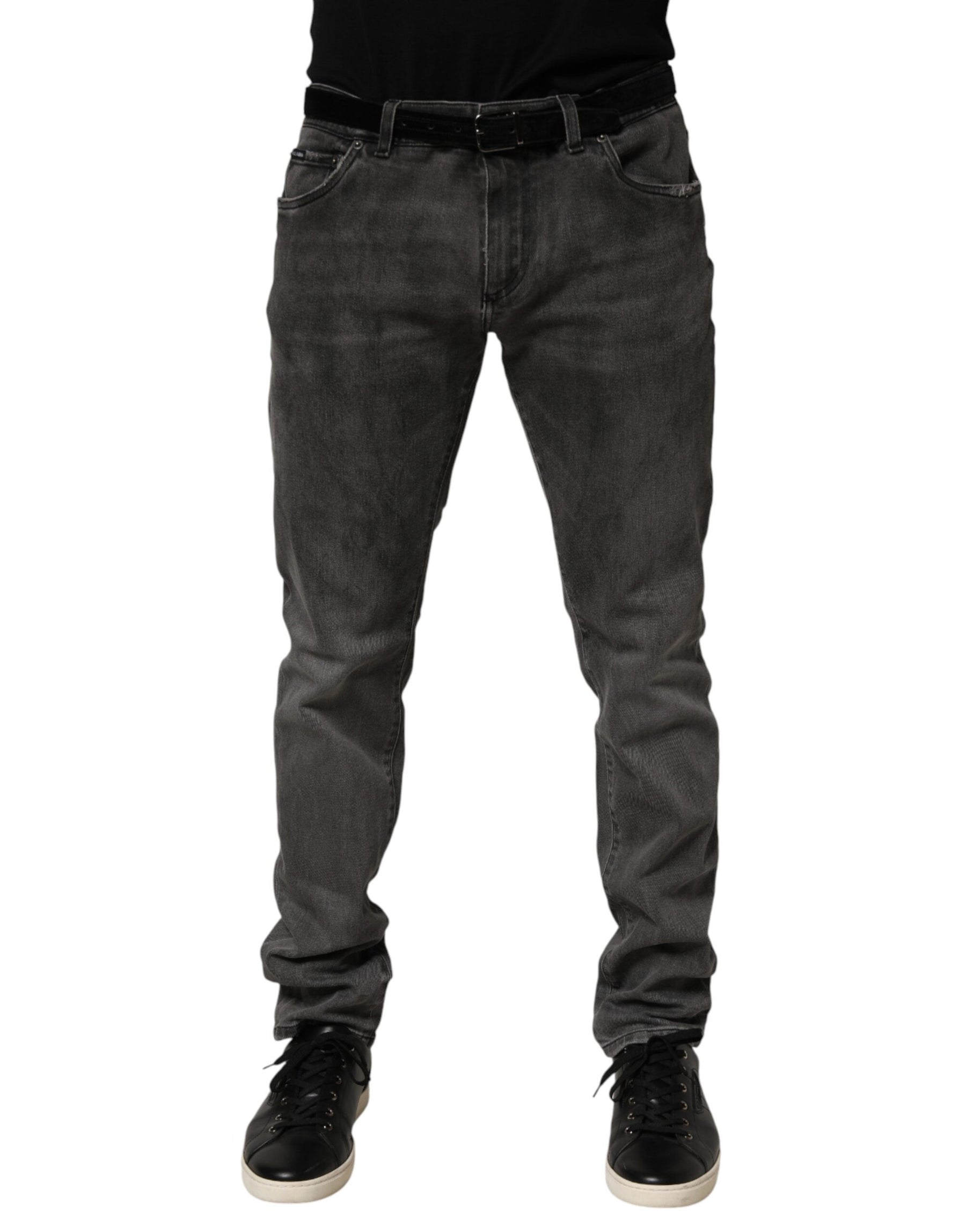 Dolce & Gabbana Dark Gray Cotton Skinny Men Denim Jeans | Regal Royce