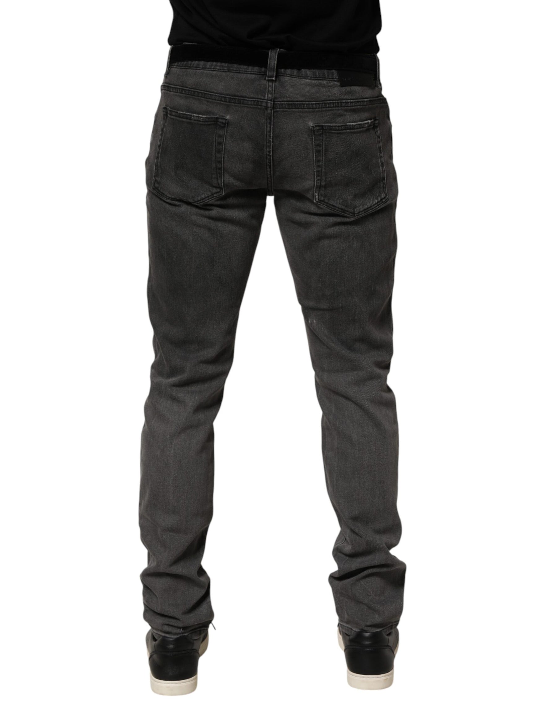 Dolce & Gabbana Dark Gray Cotton Skinny Men Denim Jeans | Regal Royce