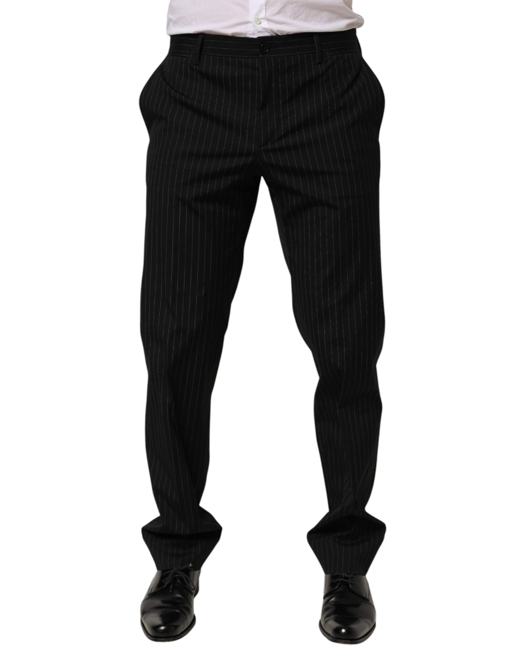 Dolce & Gabbana Black Striped Dress Formal Men Trouser Pants | Regal Royce