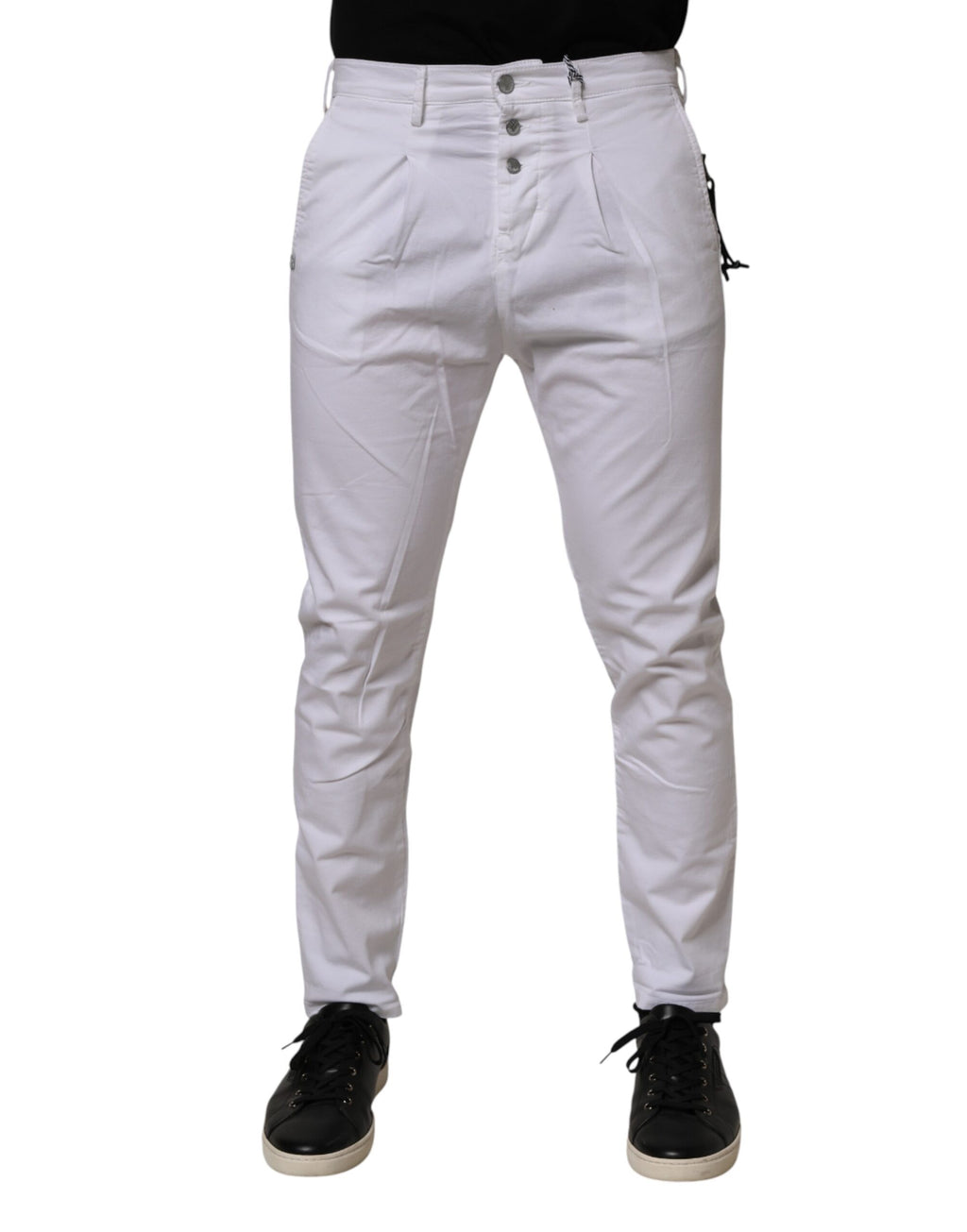 Daniele Alessandrini White Cotton Stretch Slim Fit Denim Jeans