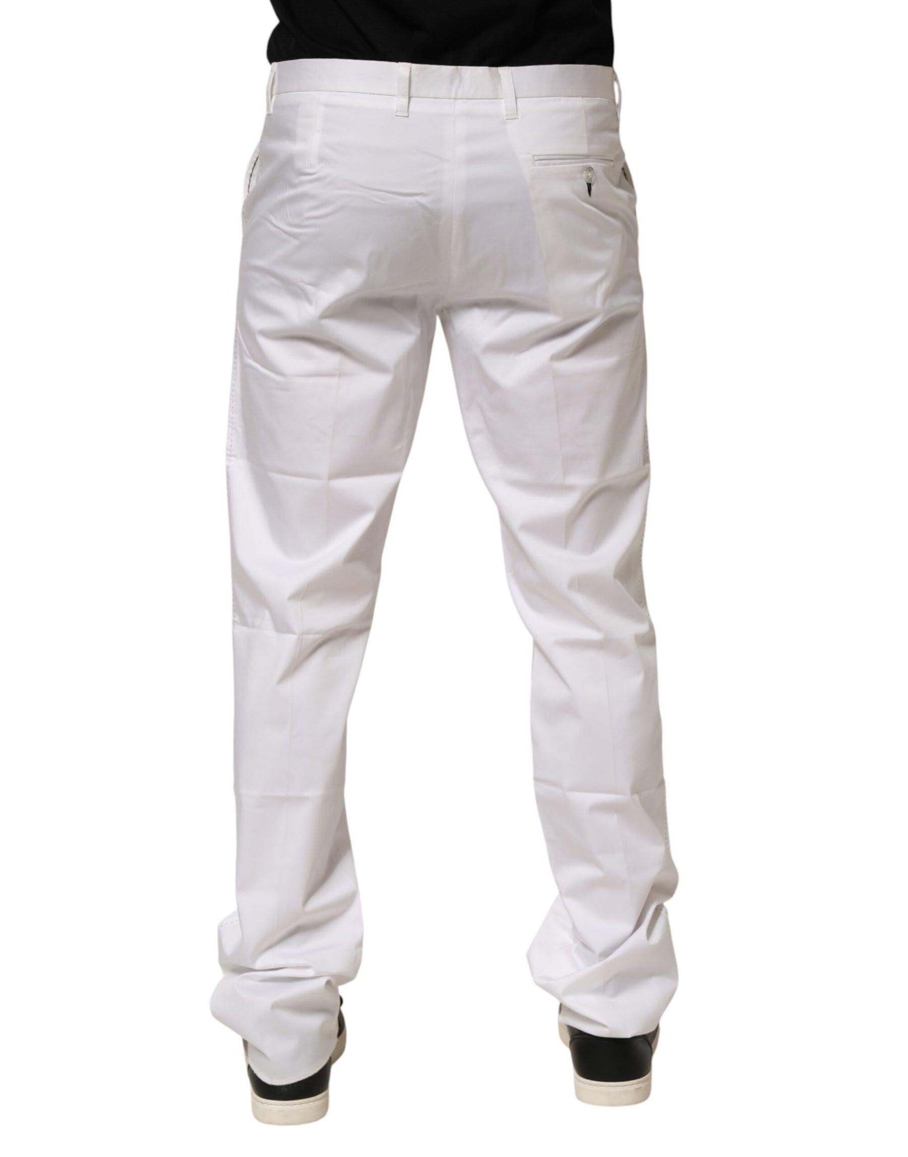 John Richmond White Cotton Stretch Dress Formal Men Trouser Pants | Regal Royce