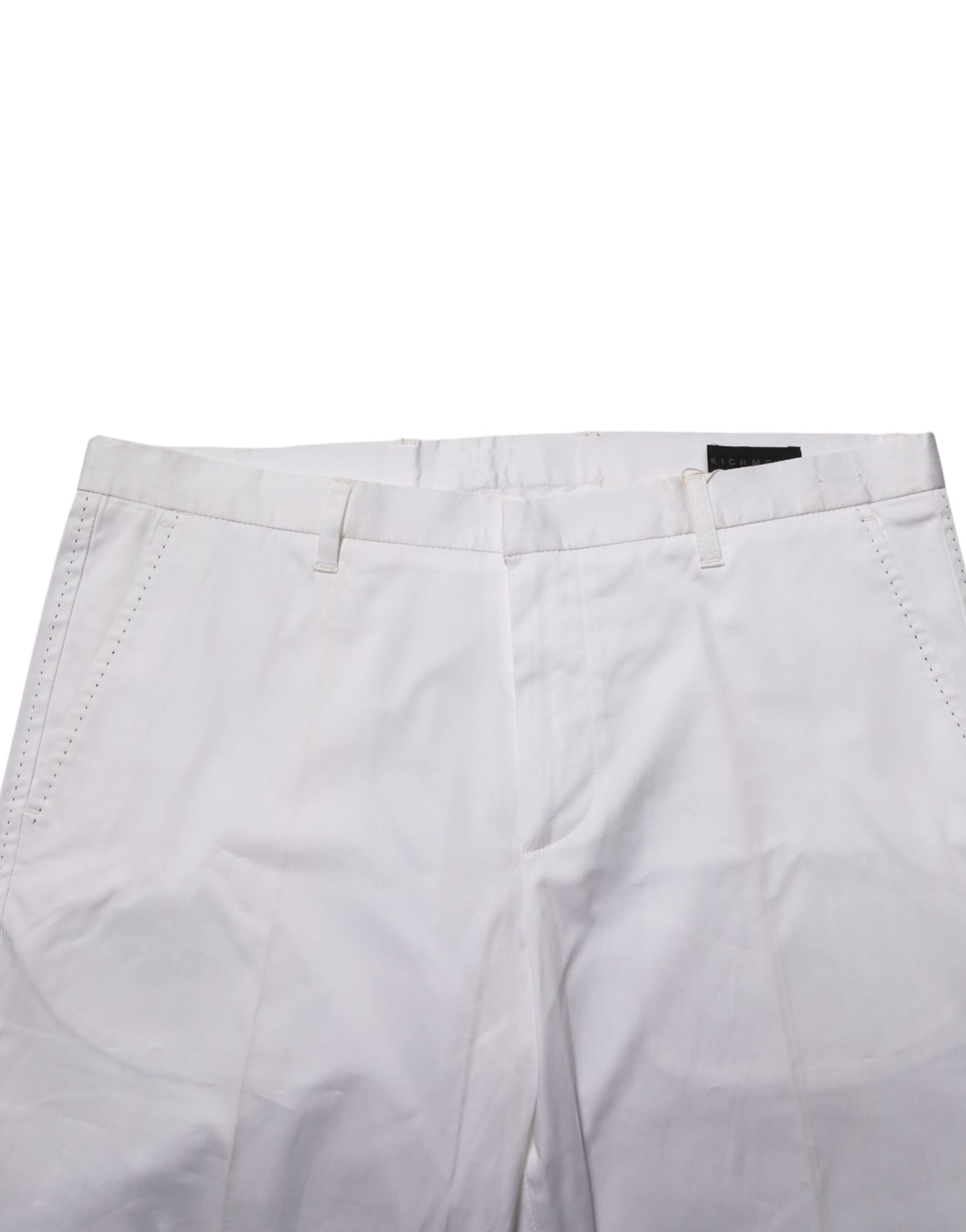 John Richmond White Cotton Stretch Dress Formal Men Trouser Pants | Regal Royce
