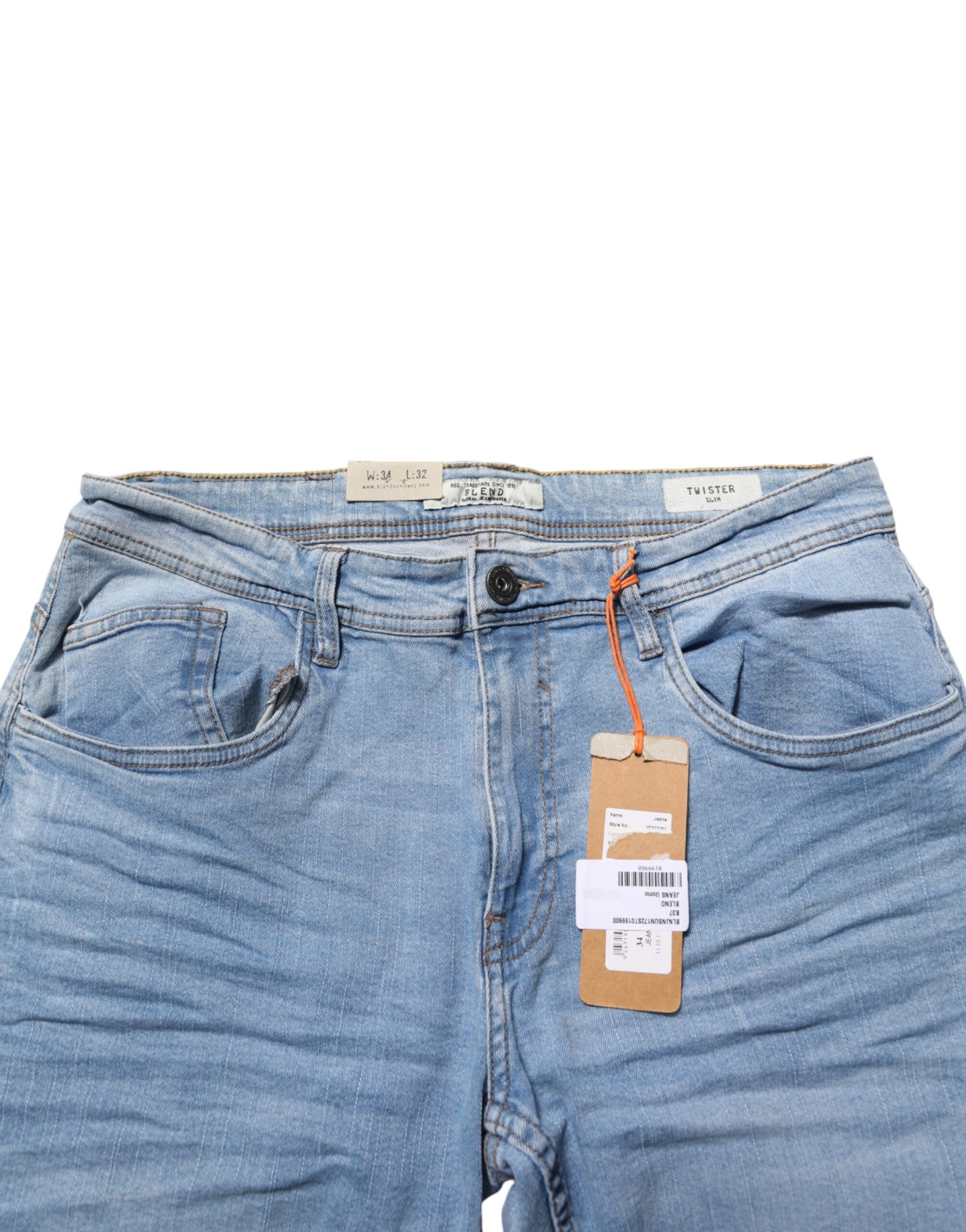 Blend Light Blue Twister Low Waist Slim Fit Men Denim Jeans | Regal Royce