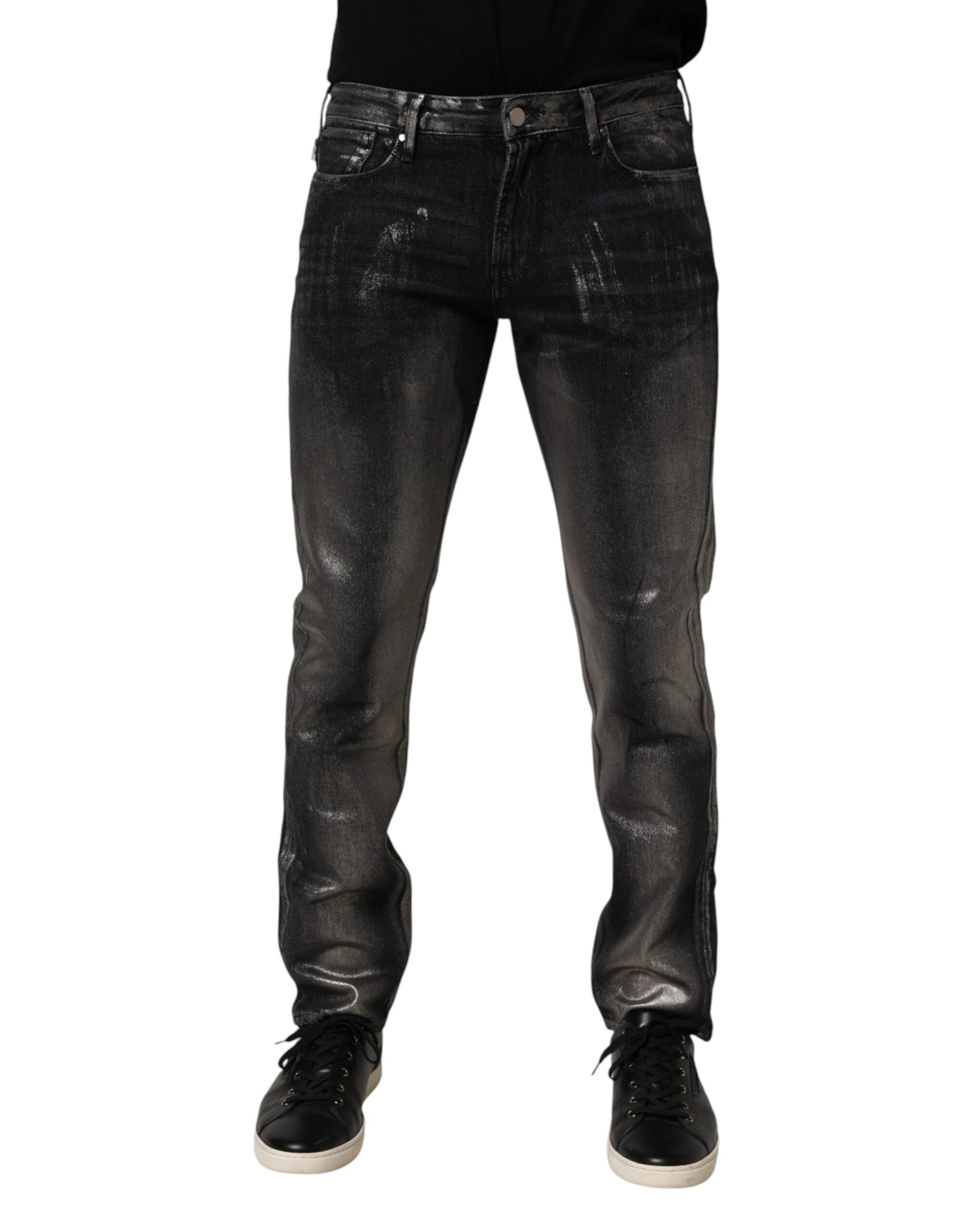 Emporio Armani Black Washed Slim Fit Men Denim Trouser Jeans | Regal Royce