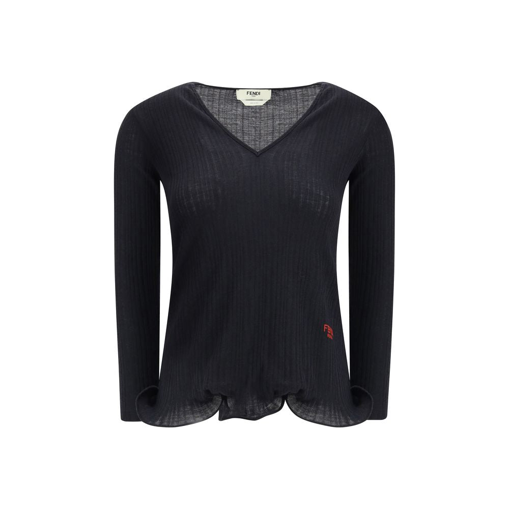 Fendi Black Fleece Wool Top | Regal Royce