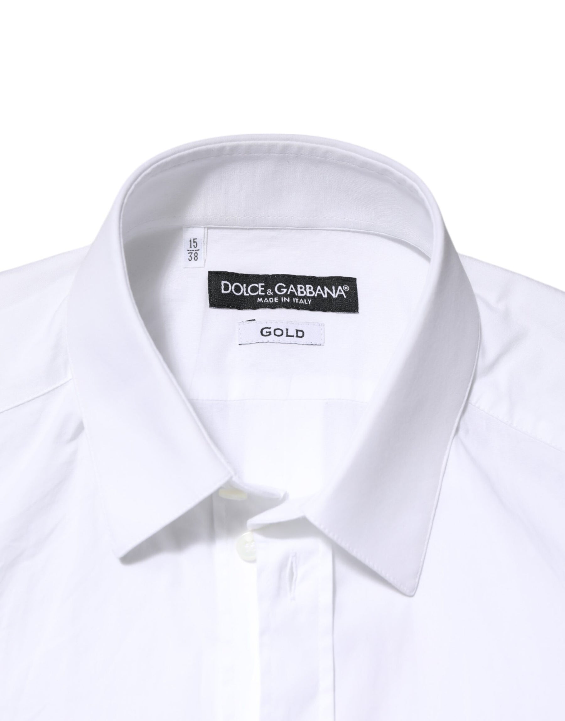 Dolce & Gabbana White Cotton GOLD Formal Men Dress Shirt | Regal Royce