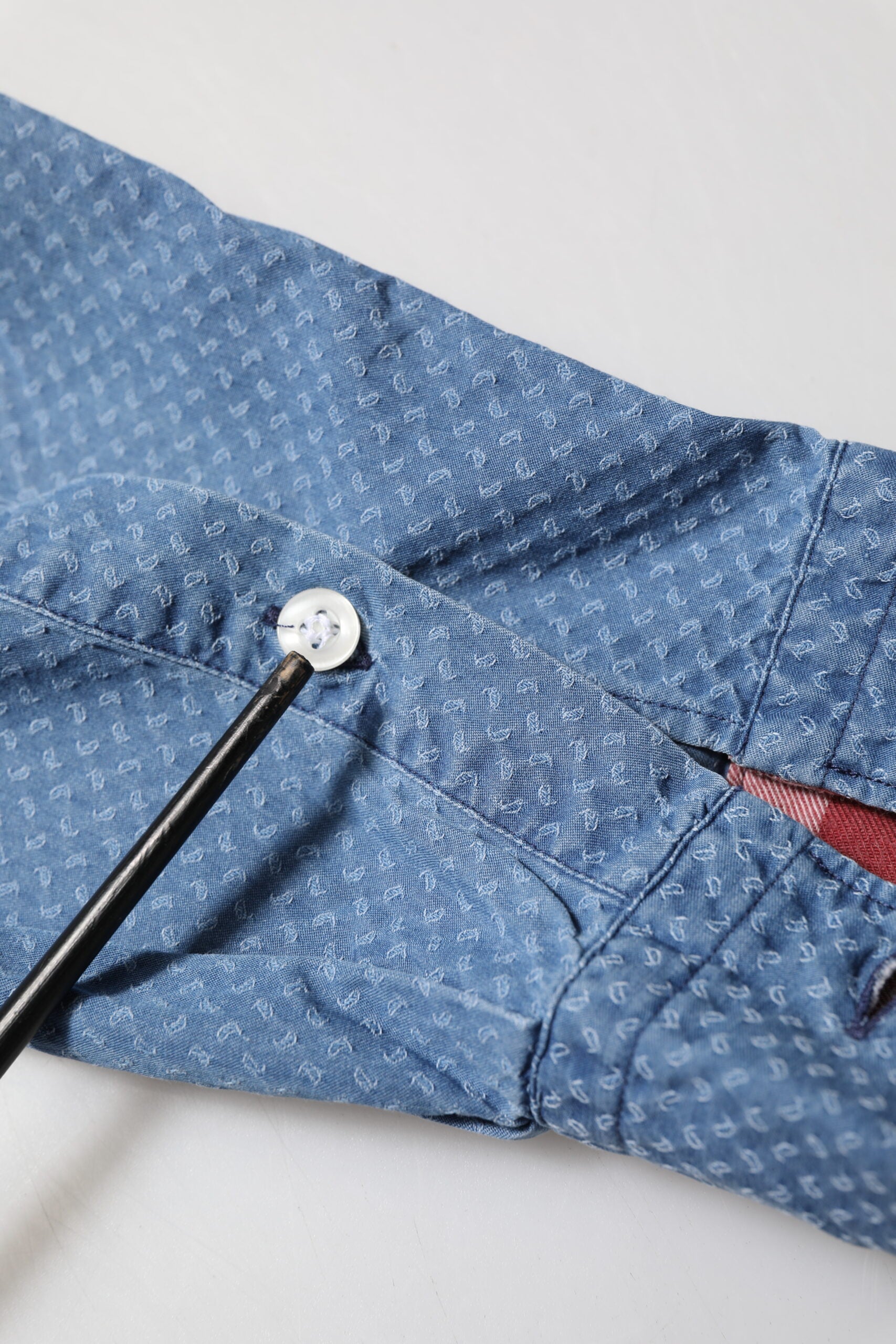 AGLINI Blue Denim Slim Fit Collared Long Sleeve Casual Shirt | Regal Royce