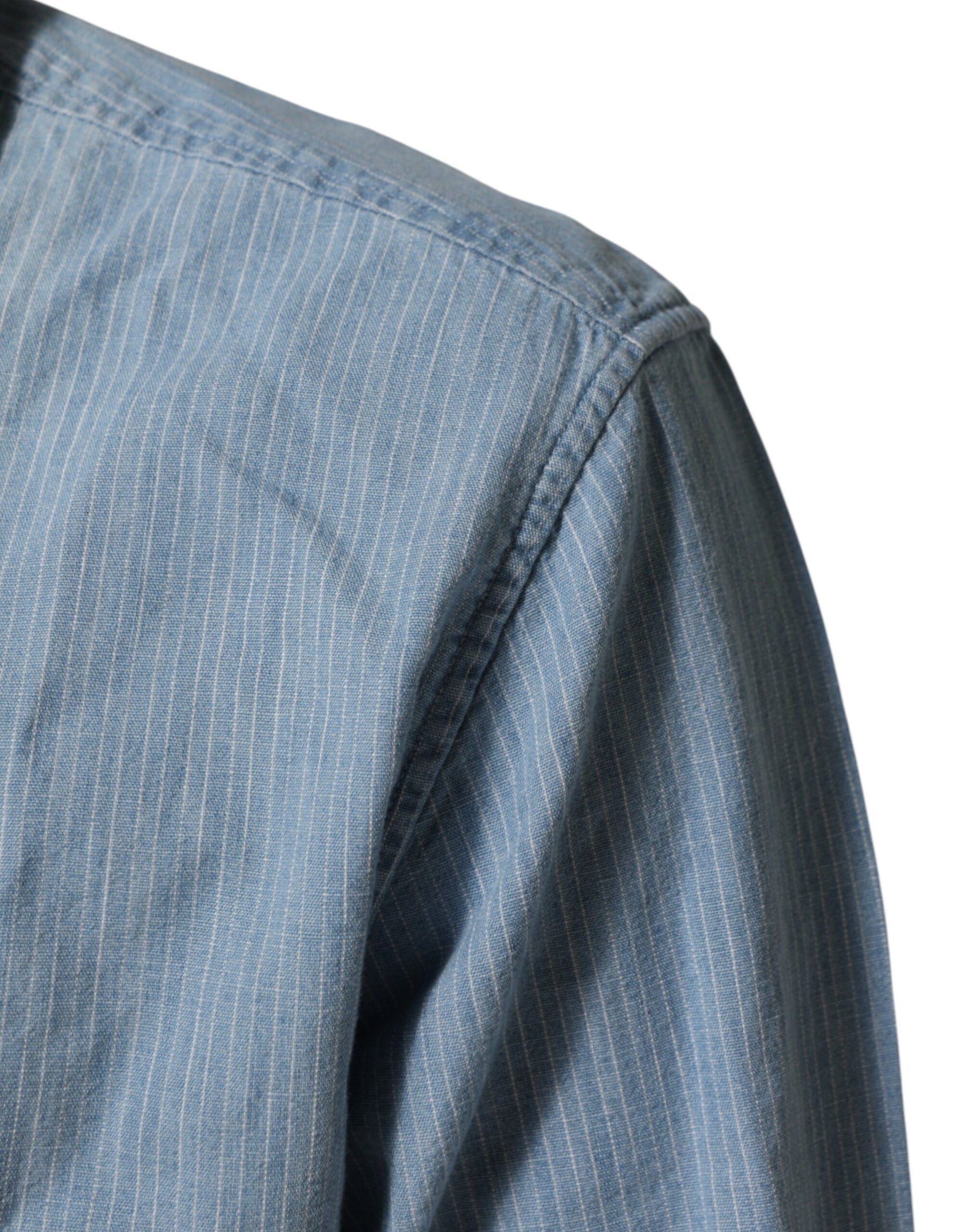 Deperlu Blue Denim Regular Fit Collared Long Sleeve Men Shirt | Regal Royce