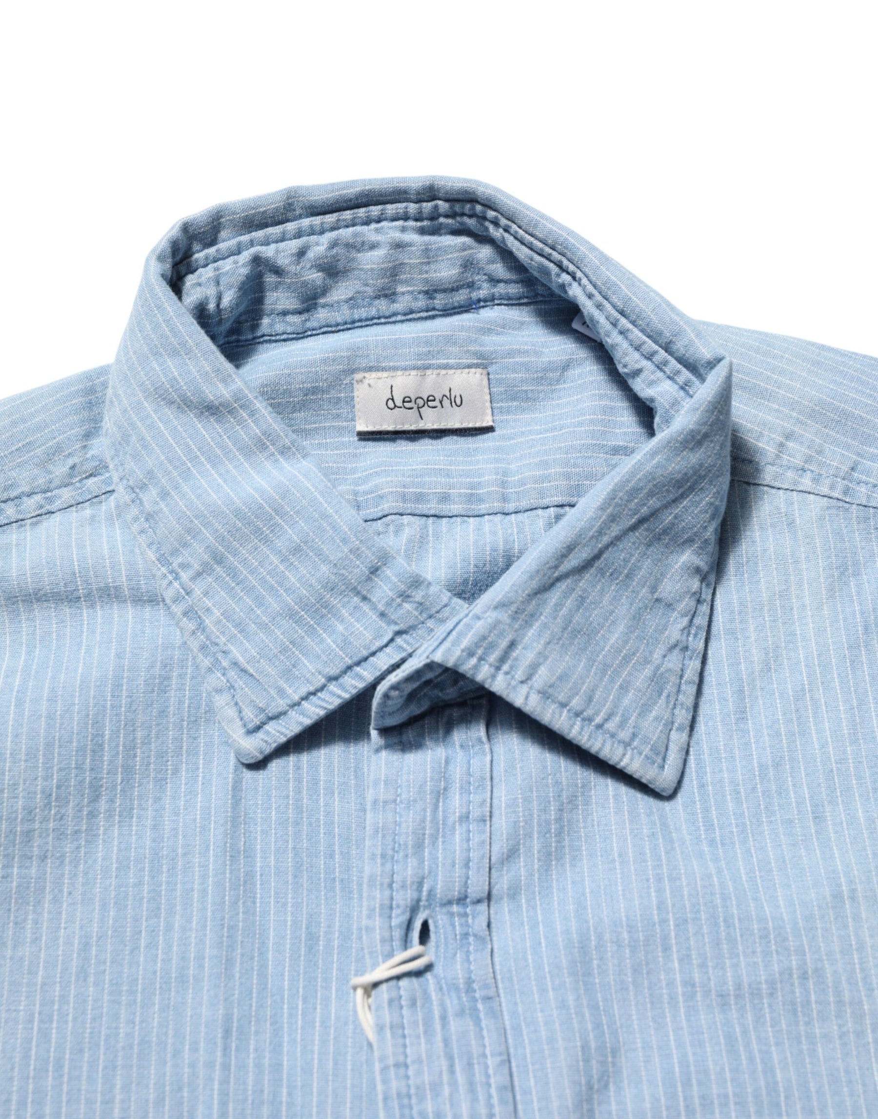 Deperlu Blue Denim Regular Fit Collared Long Sleeve Men Shirt | Regal Royce