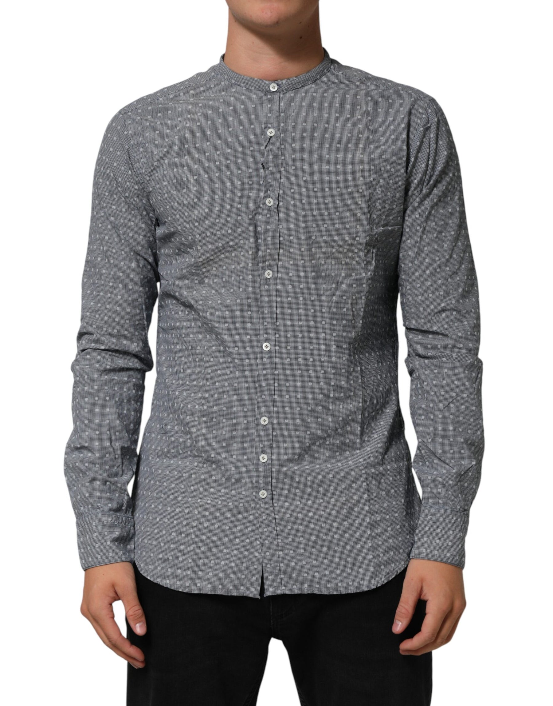AGLINI Gray Polka Dot Cotton Button Down Long Sleeves Shirt | Regal Royce