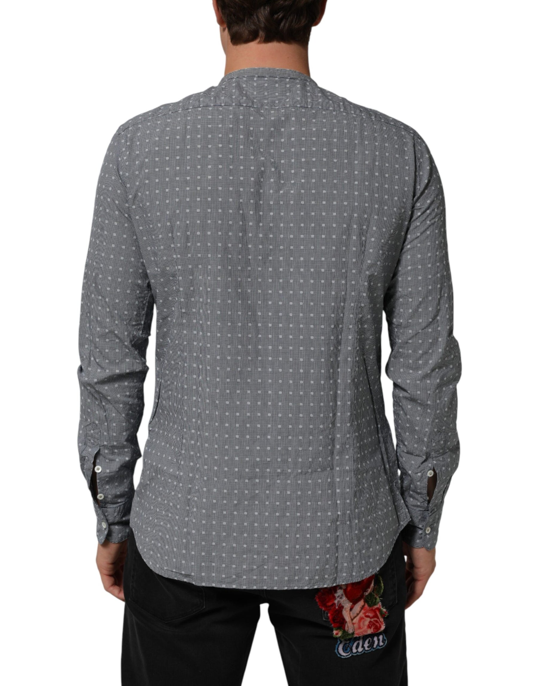 AGLINI Gray Polka Dot Cotton Button Down Long Sleeves Shirt | Regal Royce