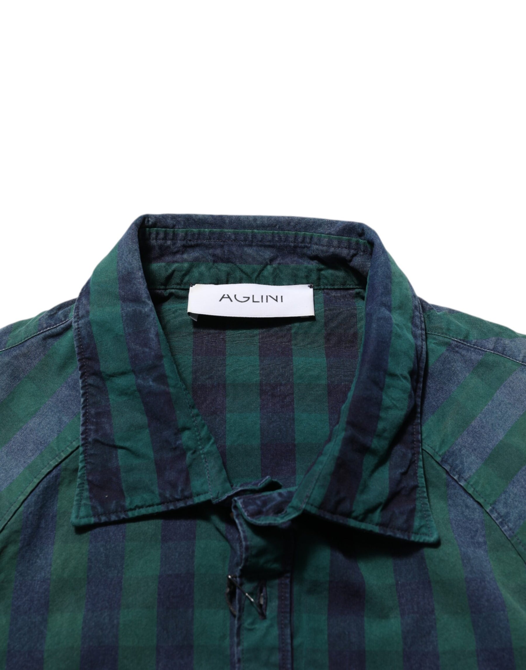 AGLINI Green Checkered Cotton Button Down Long Sleeves Shirt | Regal Royce