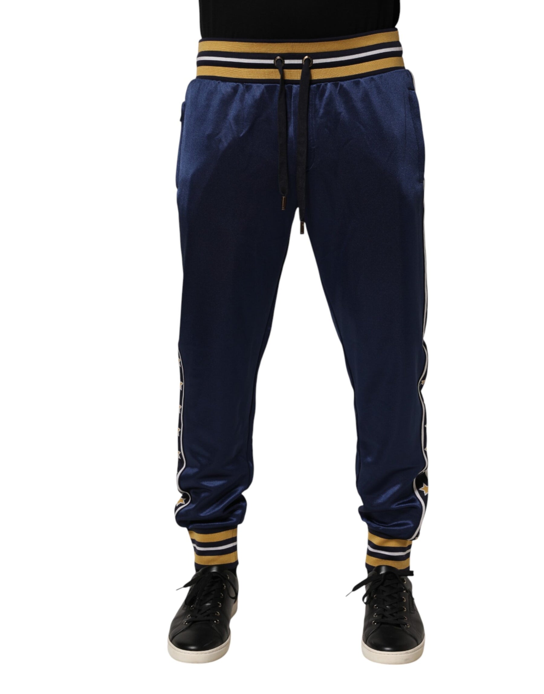 Dolce & Gabbana Blue Nylon Jogger Mid Waist Trouser Pants | Regal Royce